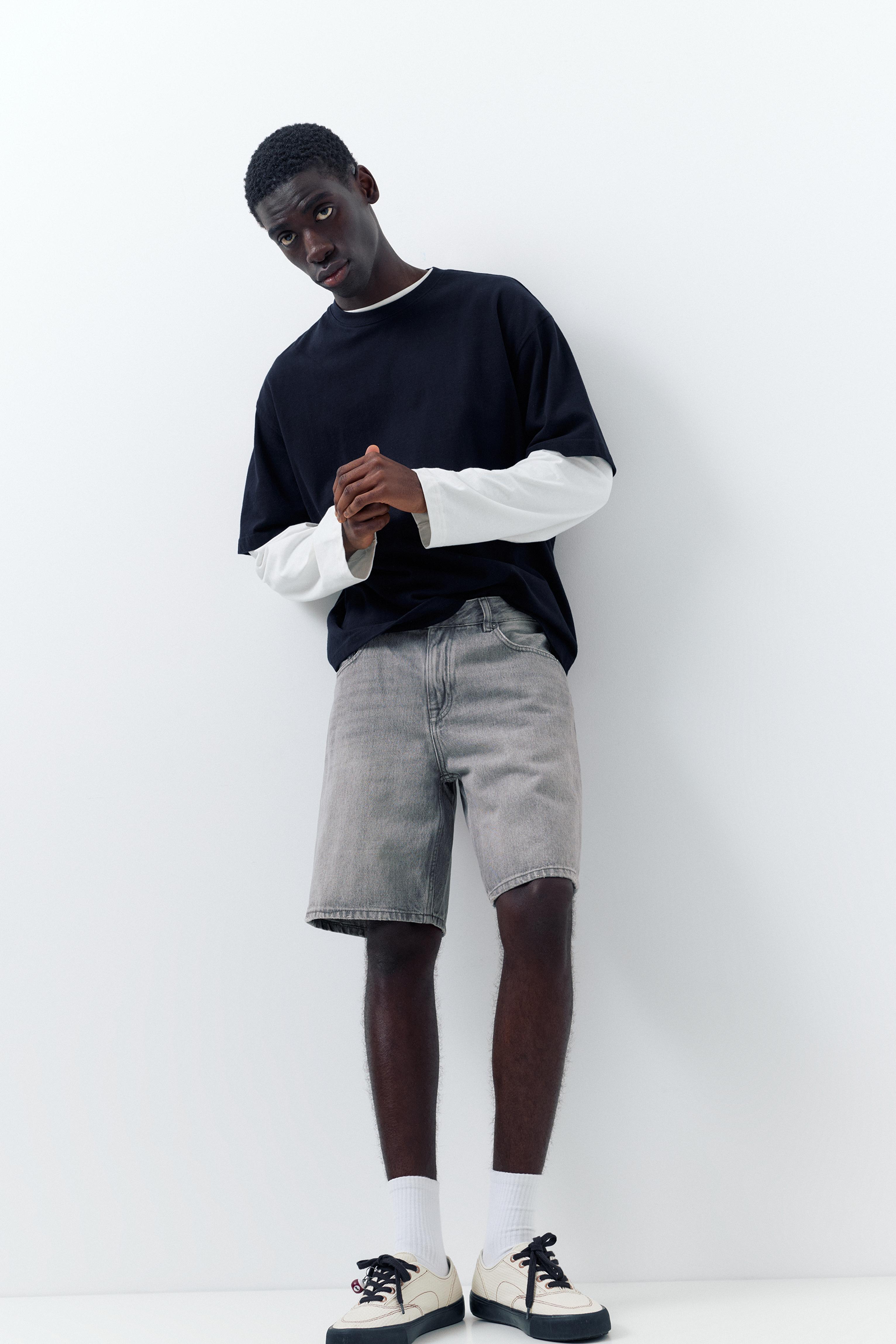 Standard denim Bermuda shorts — Dark grey