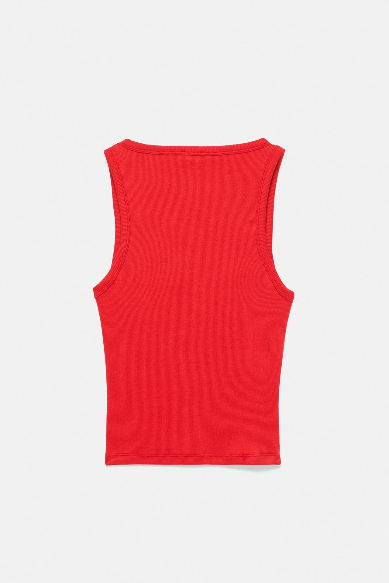 Red text tank top — Red
