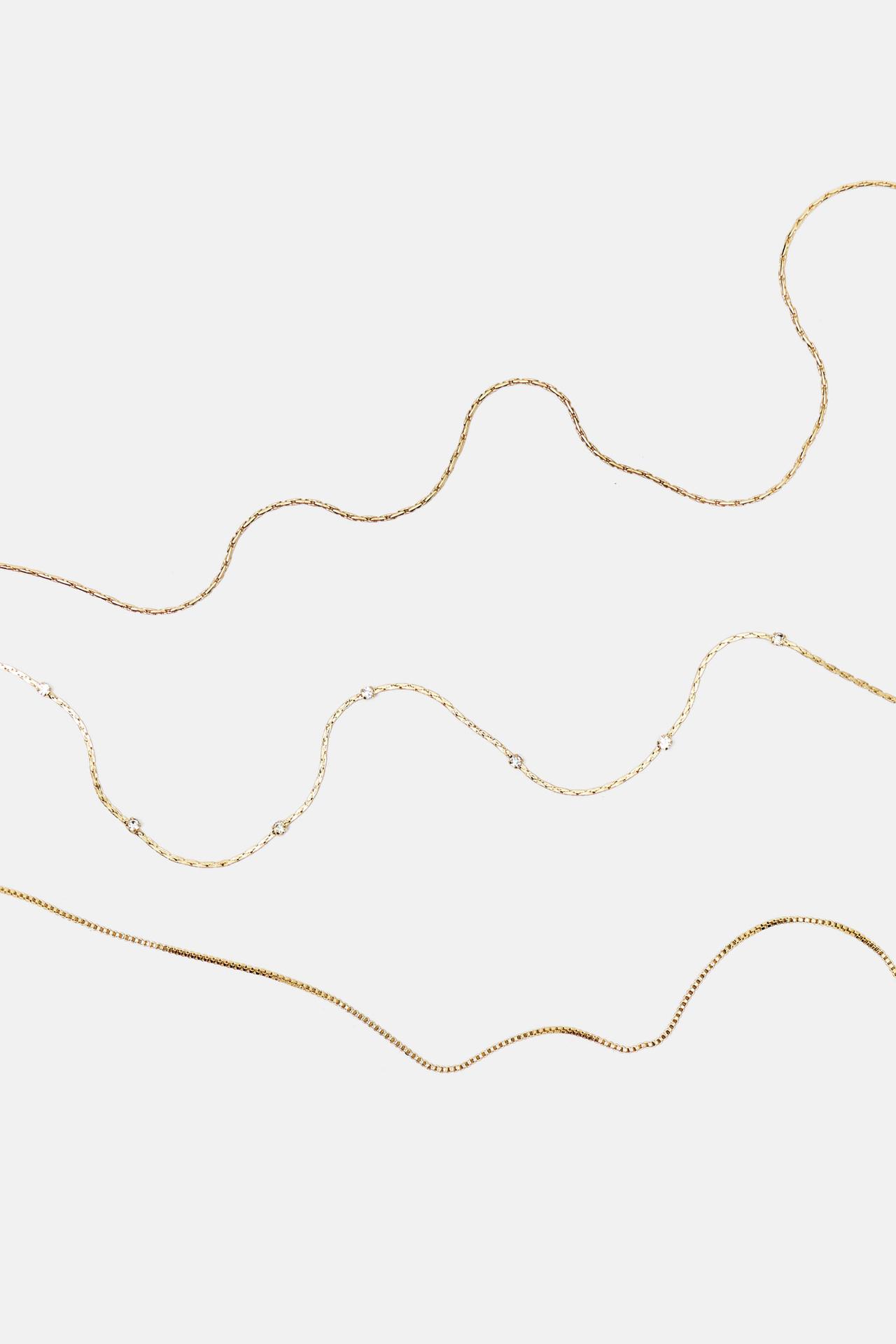 3-pack of shimmery necklaces — Gold