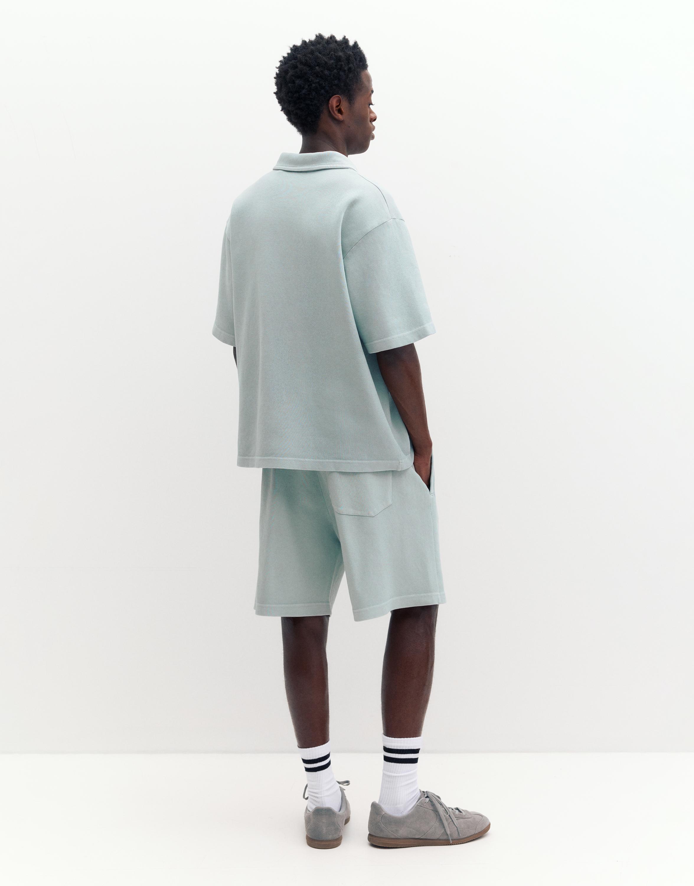 Short sleeve piqué polo shirt — Bluish grey