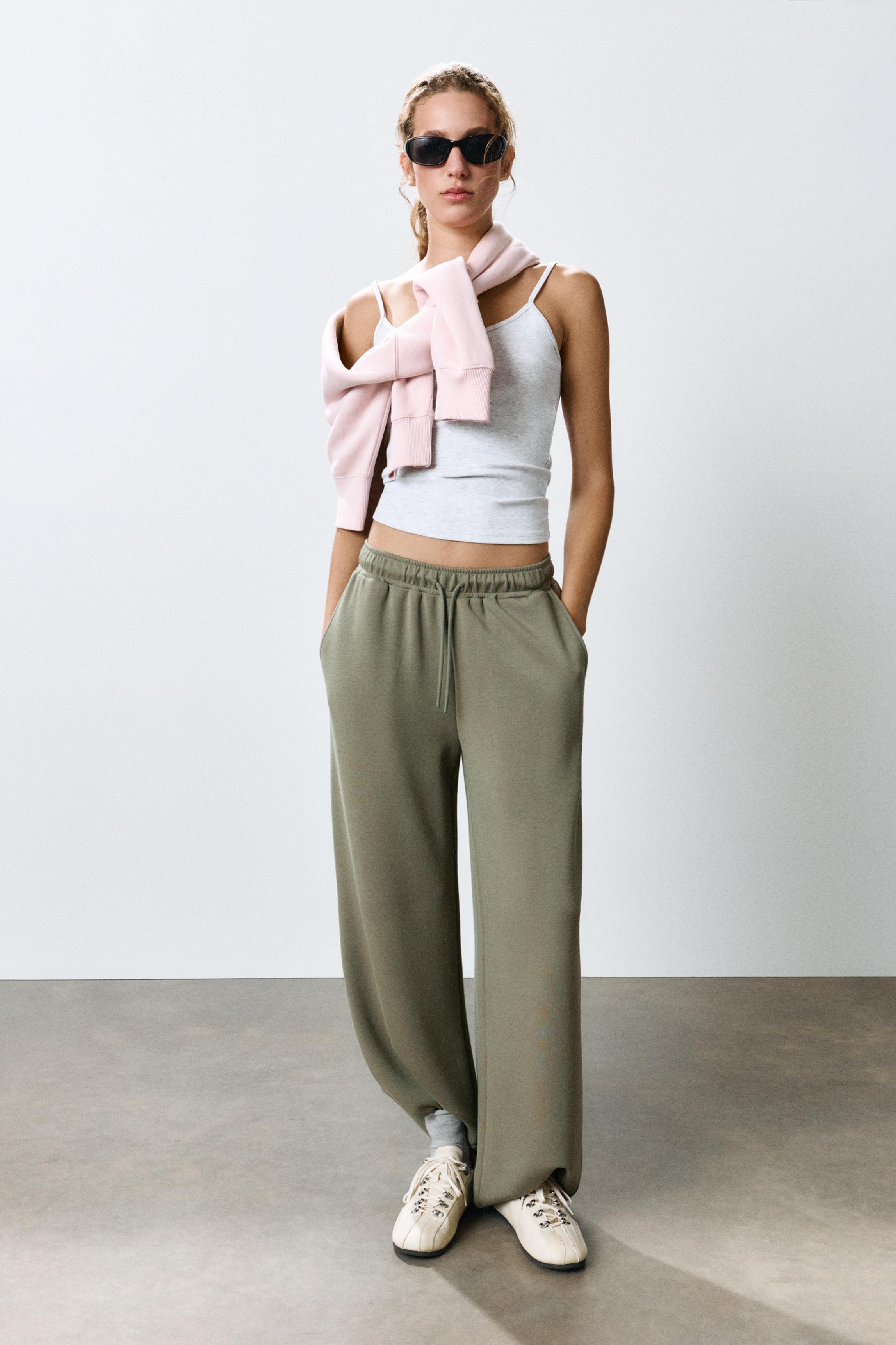 Modal wide-leg trousers — Khaki