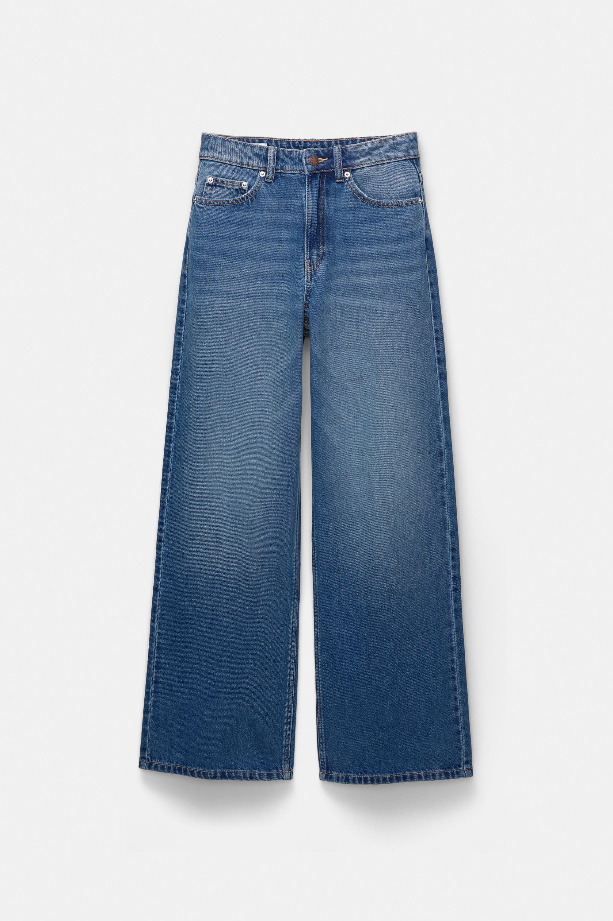High-waist wide-leg jeans — Medium blue