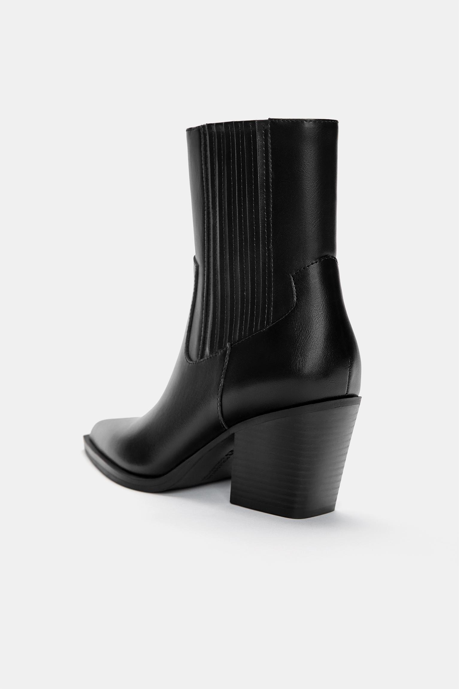 Cowboy heel ankle boots — Black