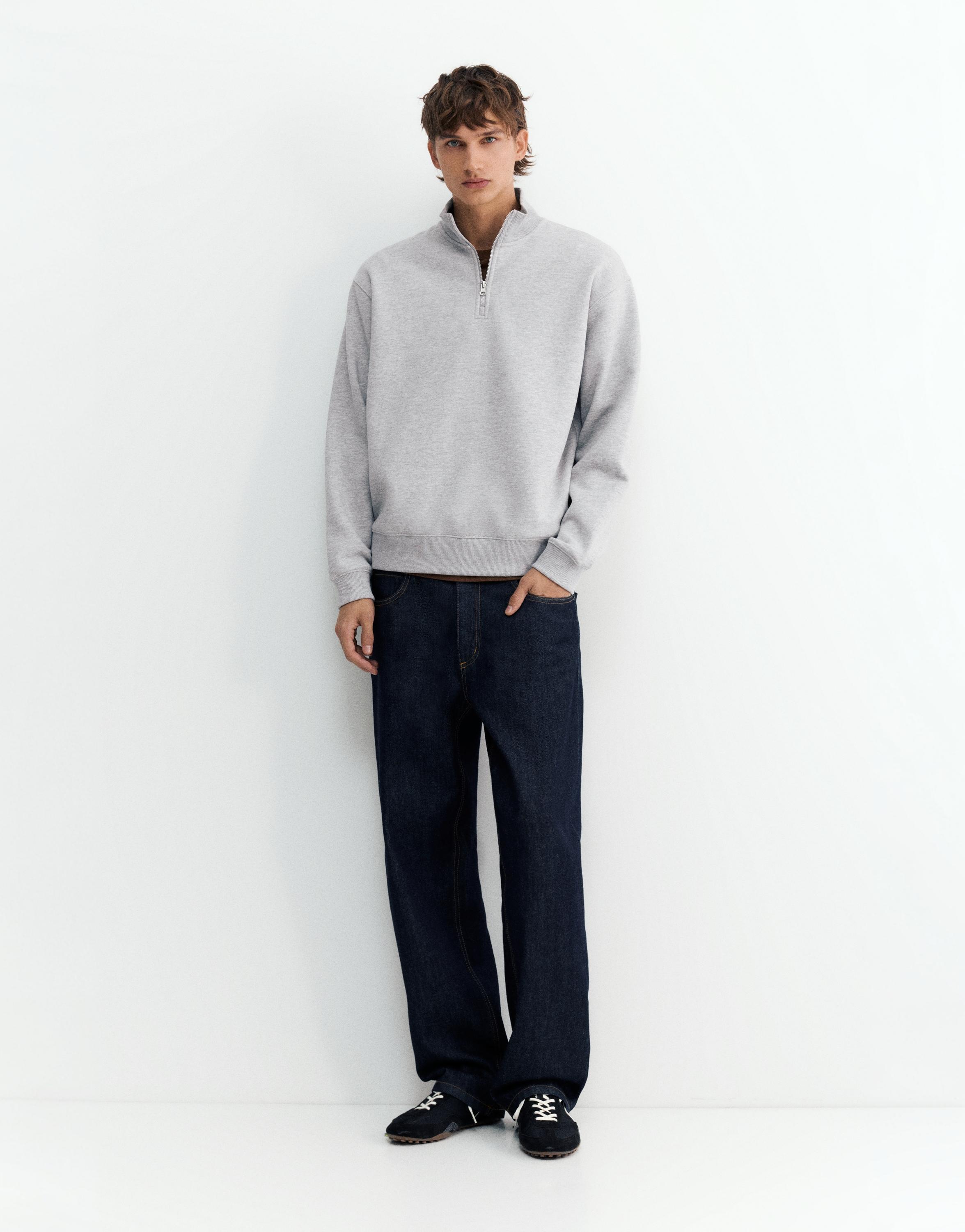 Quarter-zip sweatshirt — Grey marl
