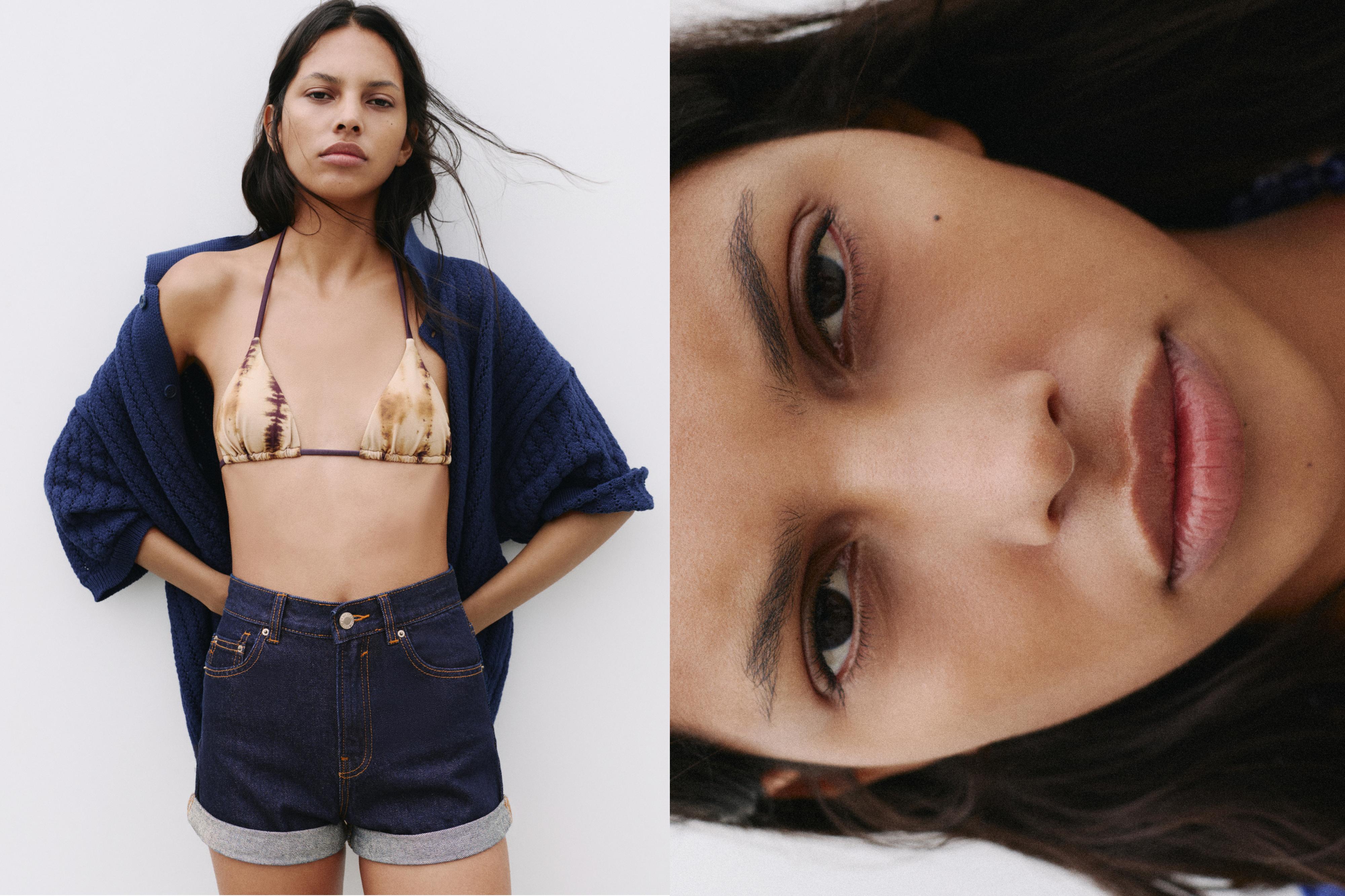Denim mom fit shorts with turn-up hems — Navy