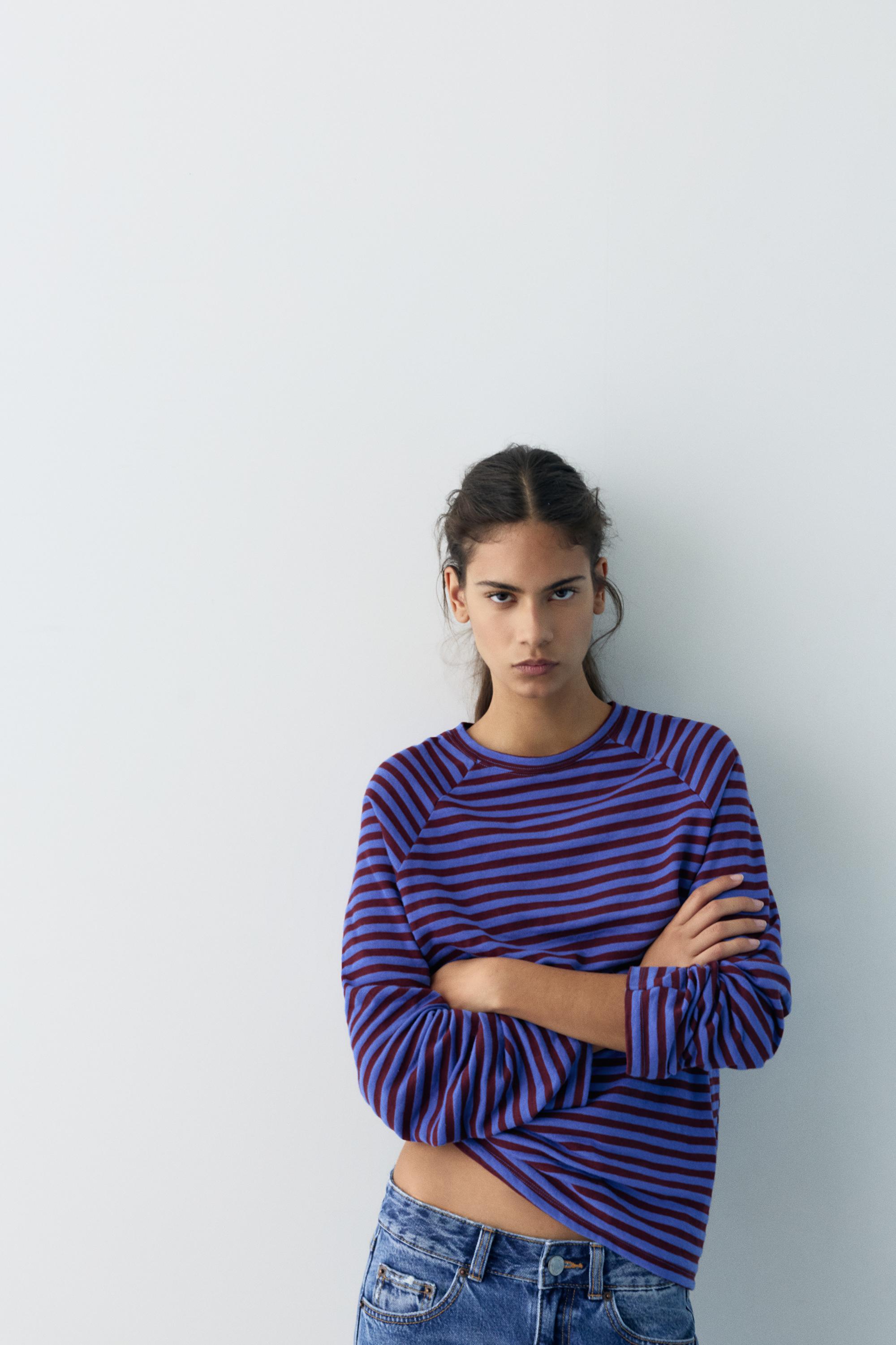 Uzun kollu çizgili tişört - Görsel 43