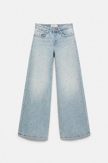 Rhinestone wide-leg jeans — Pale blue 6