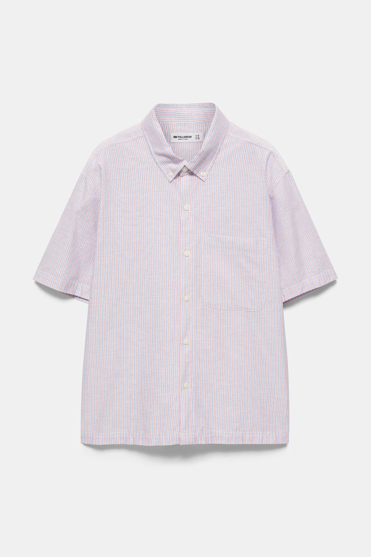 Striped short sleeve shirt — Pale ecru