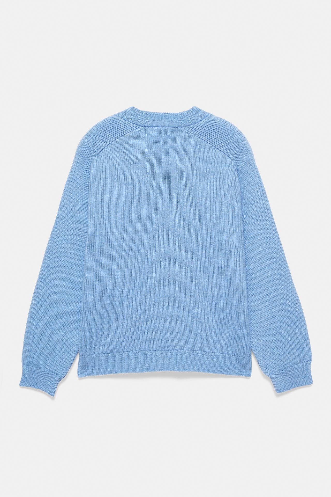 Brioche stitch V-neck jumper — Bluish grey