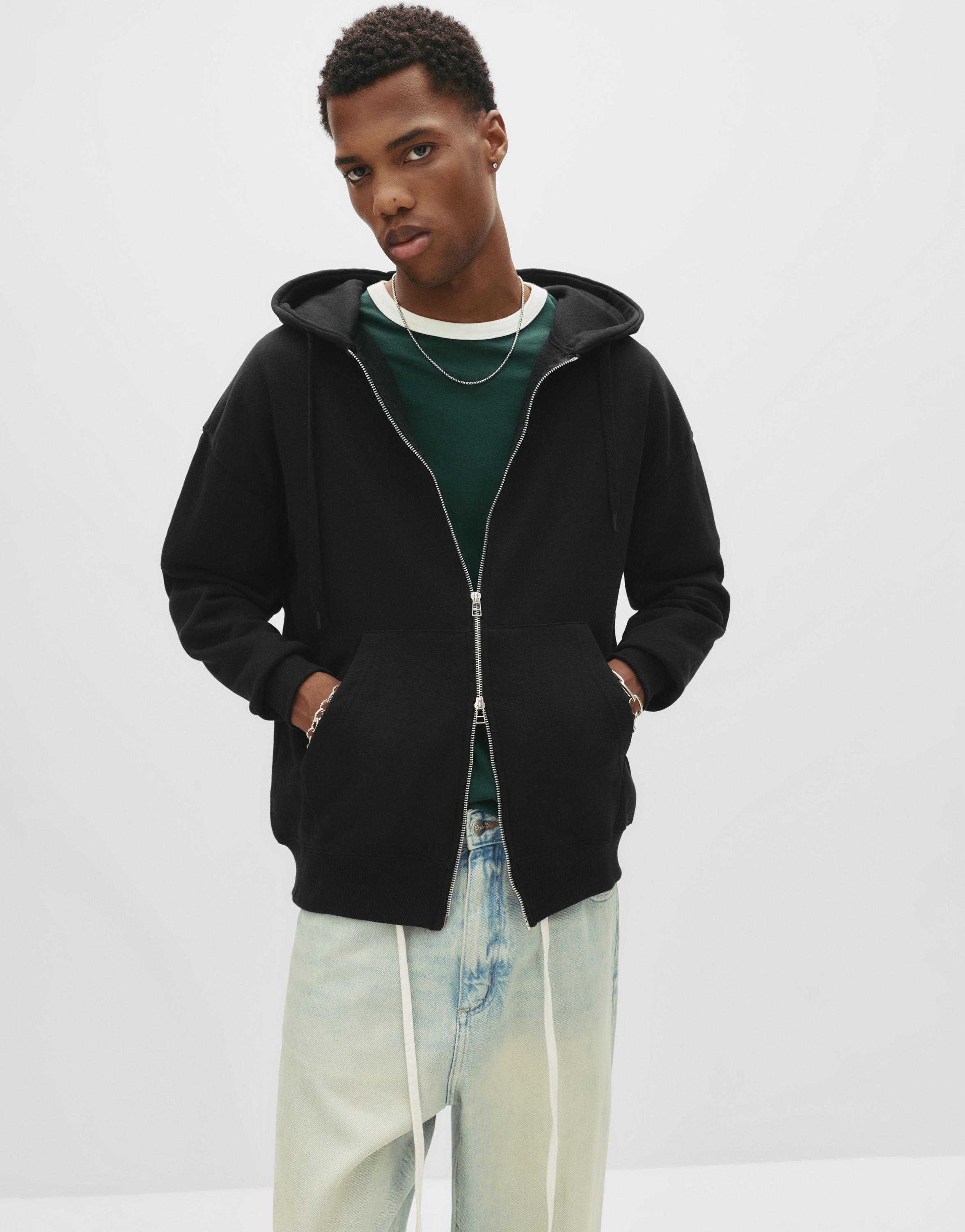 Basic kapüşonlu fermuarlı sweatshirt - Görsel 42