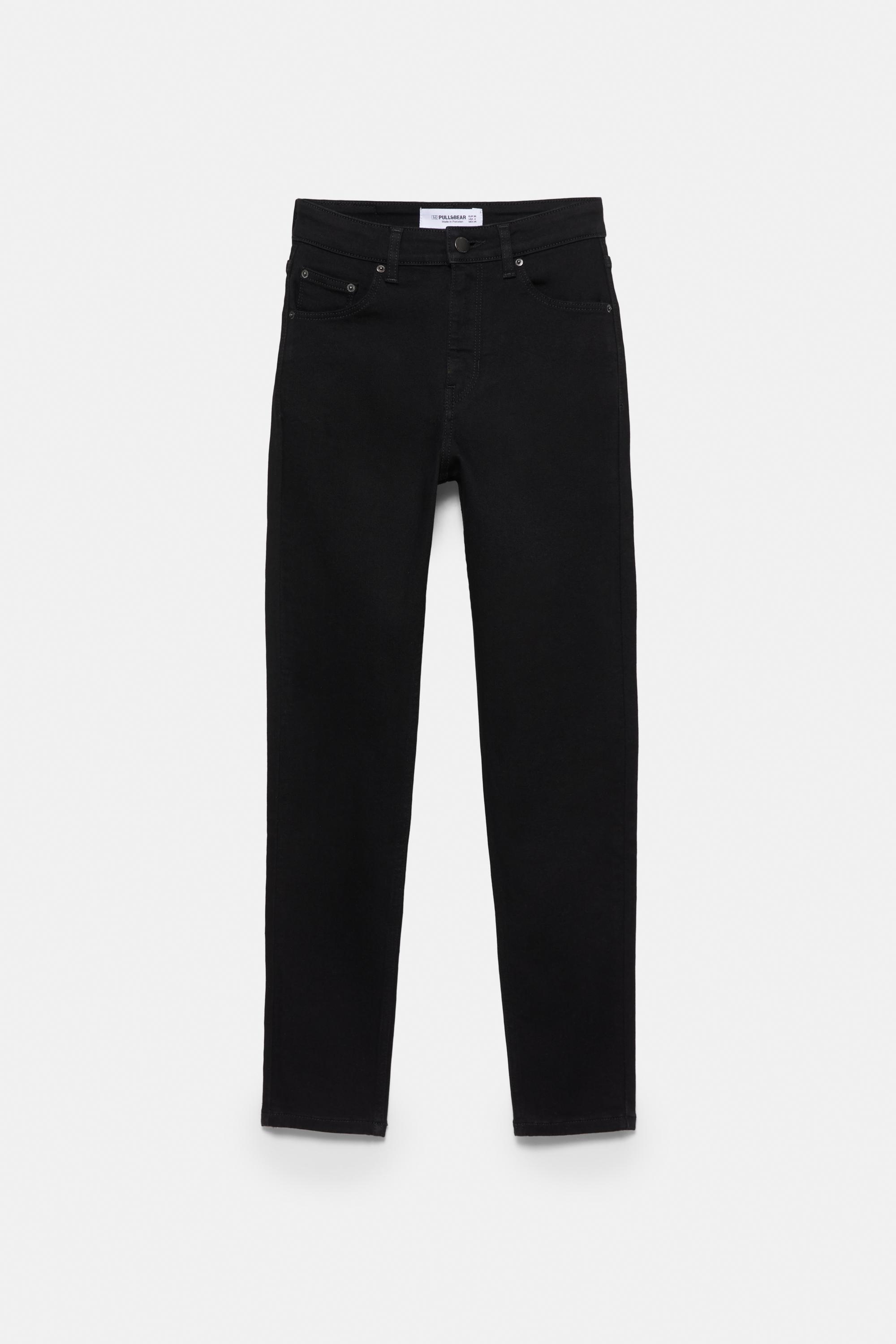 High-waist skinny jeans — Black marl