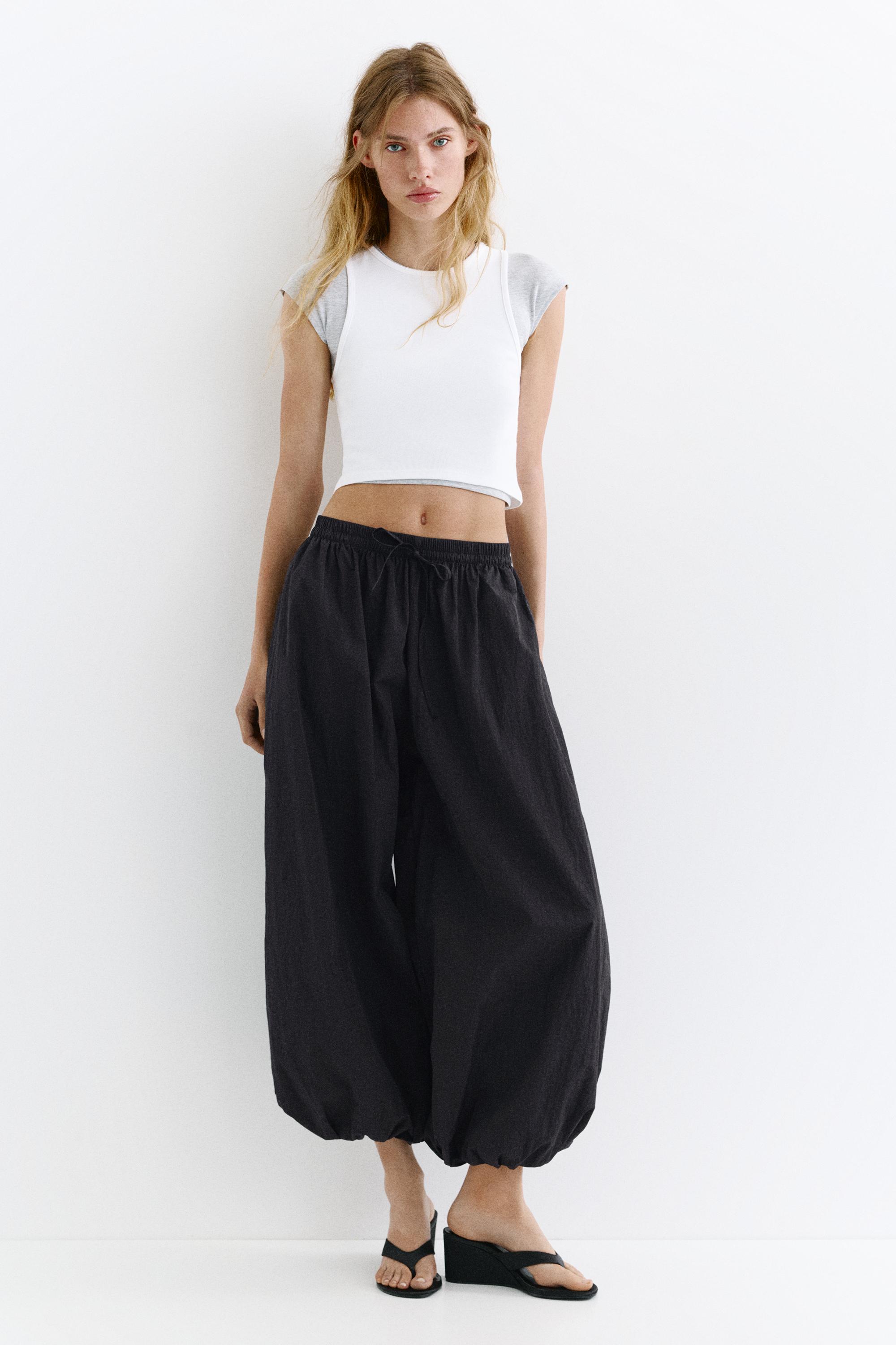 Nylon-effect drop crotch pants | Pull&Bear United States