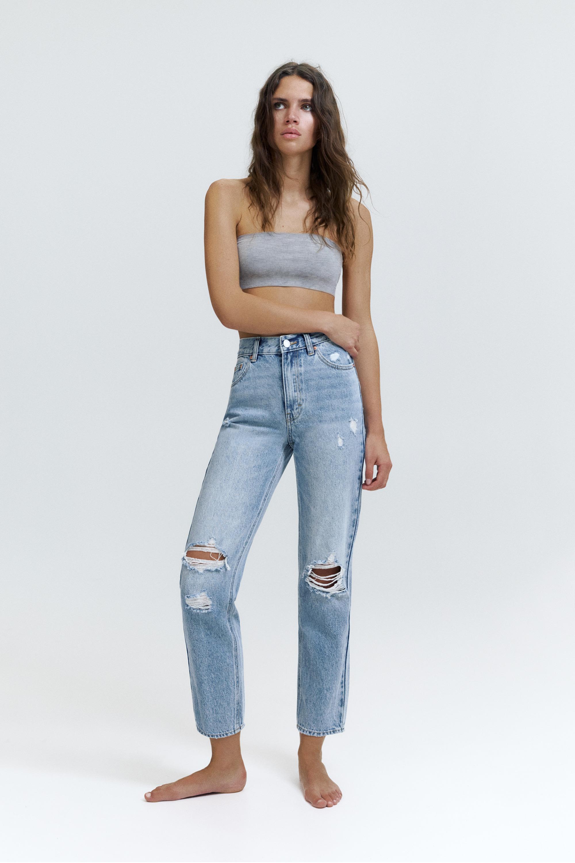 Ripped mom fit jeans — Indigo