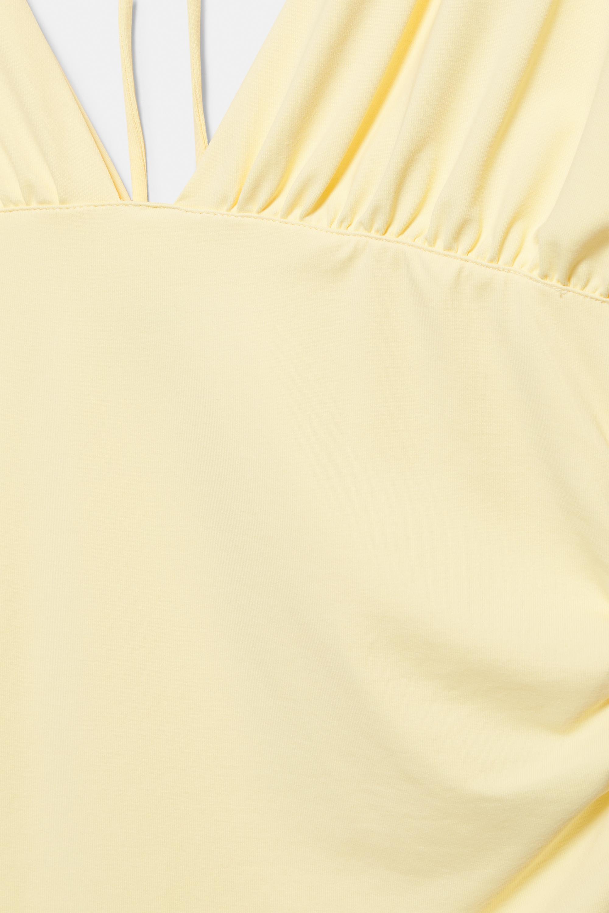Gathered V-neck top — Yellow
