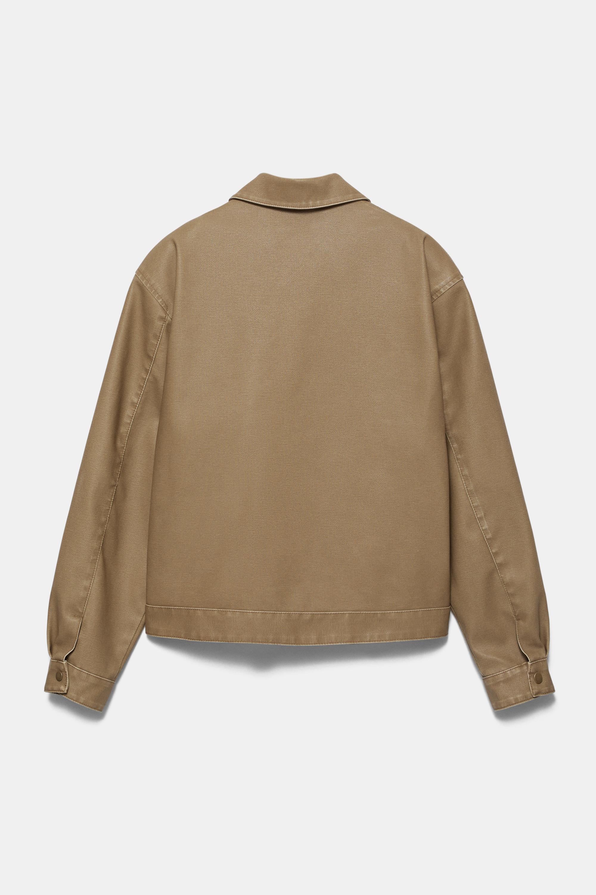 Yıkanmış suni deri ceket - Görsel 4