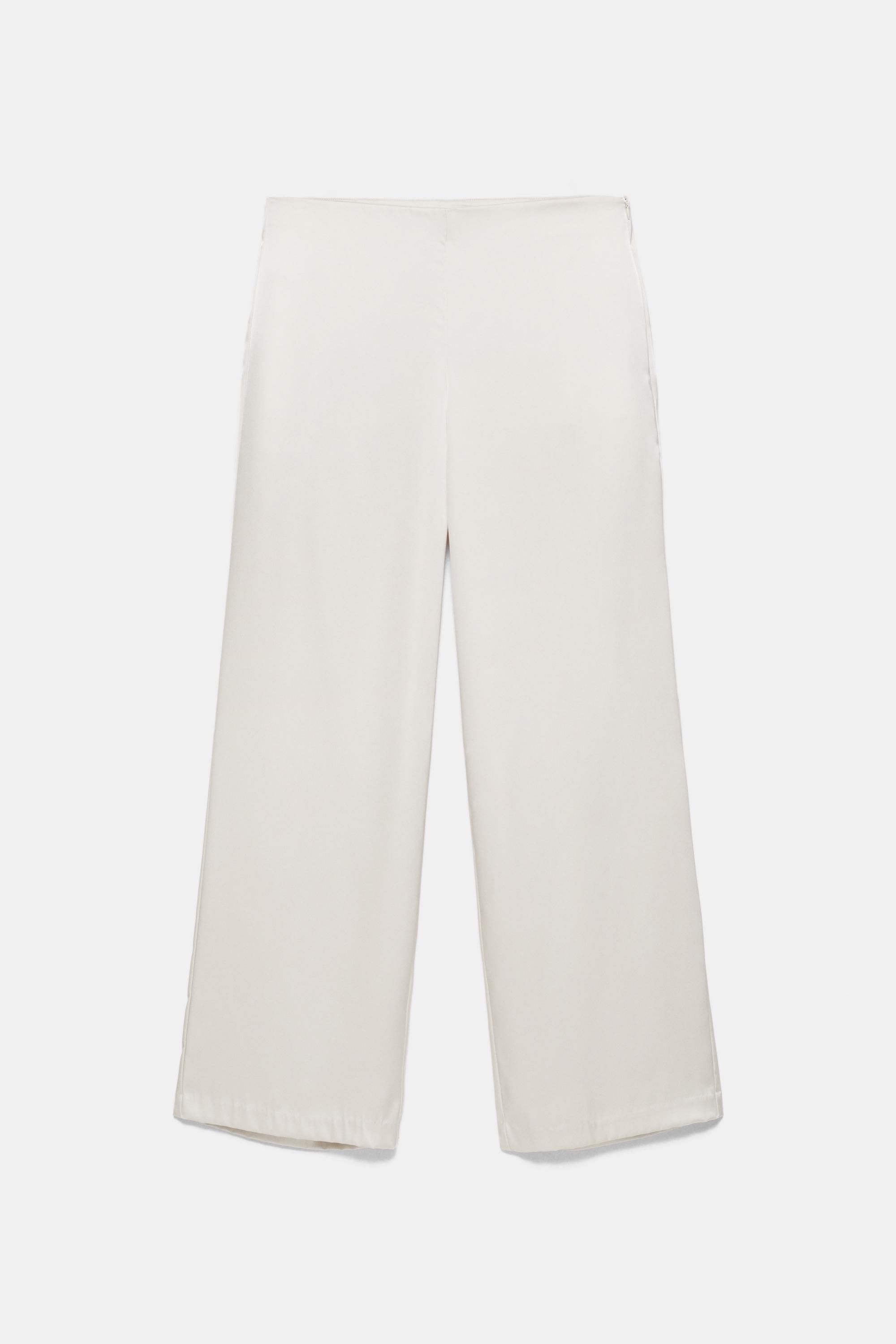 Saten yüzeyli düz kesim pantolon - Görsel 4