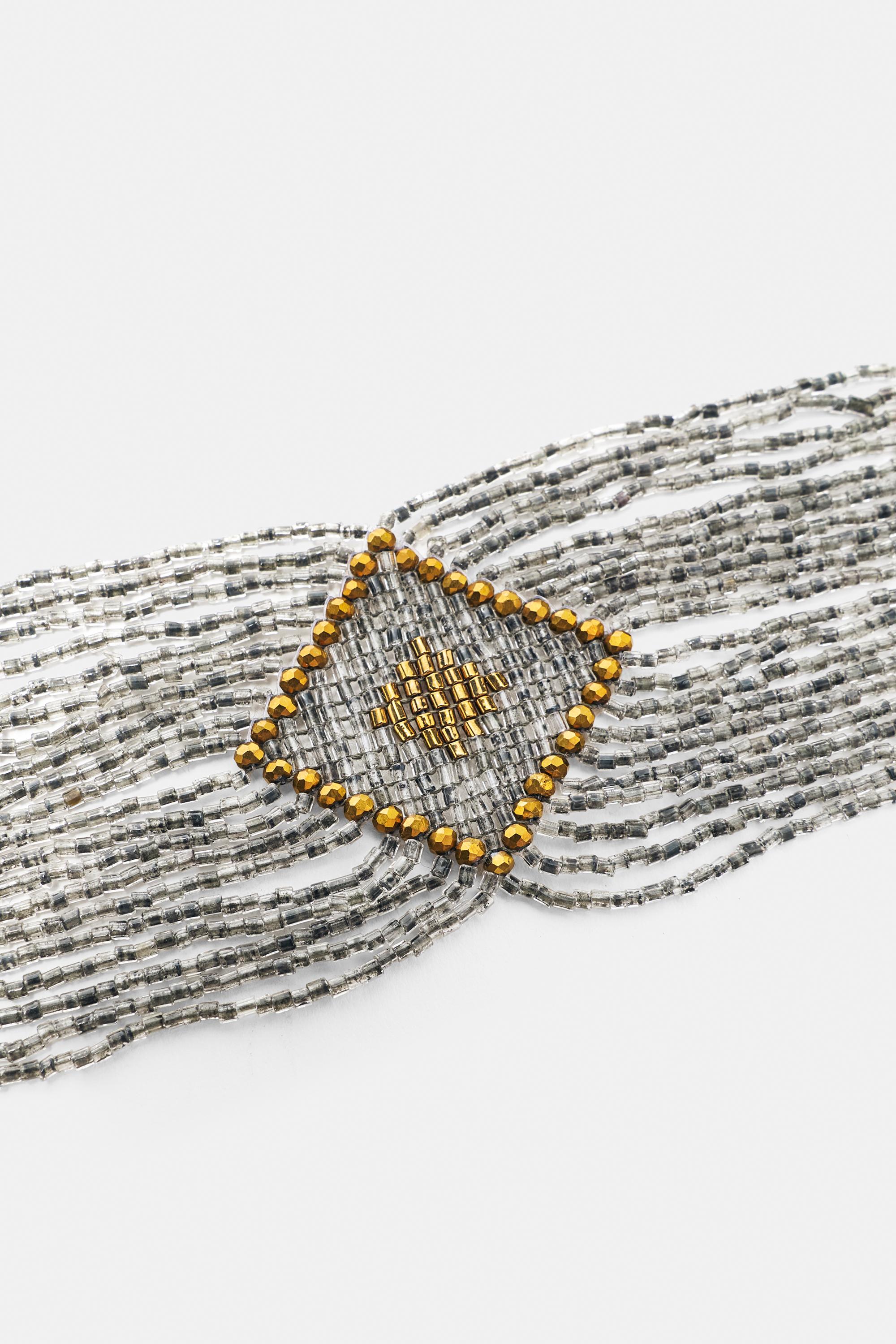 Beaded choker necklace — Silver