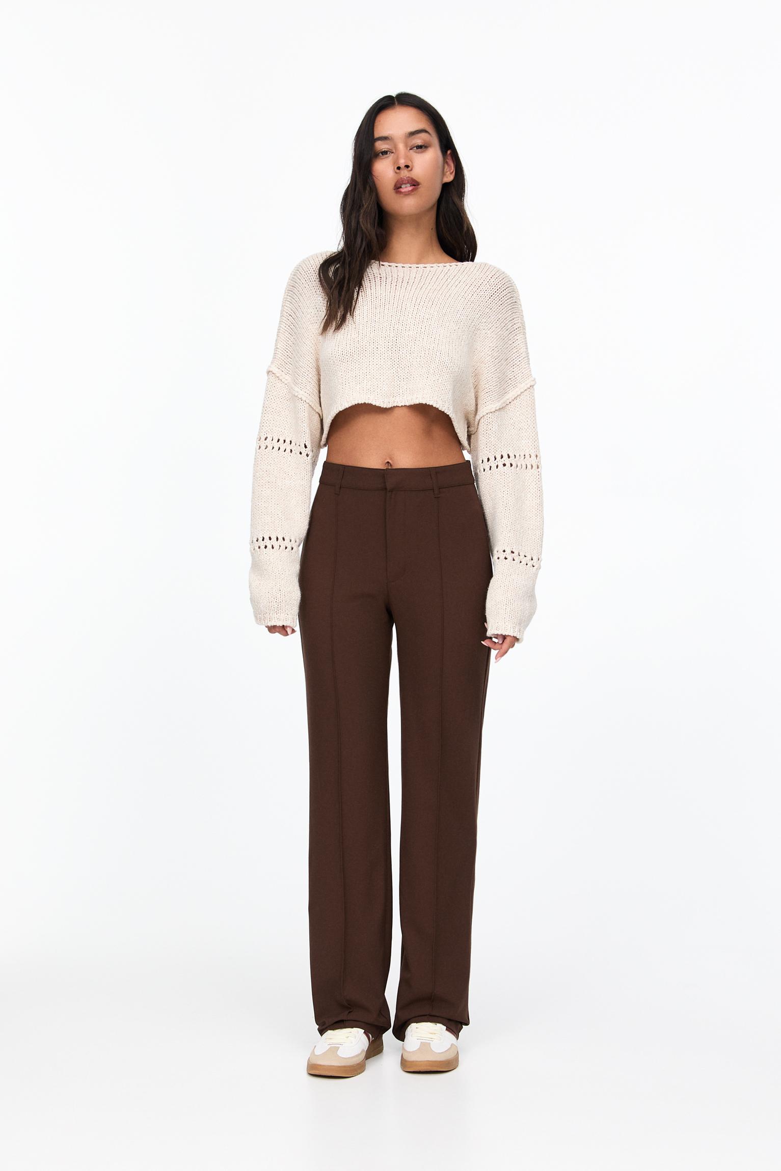 Smart trousers with seam detail — Brown