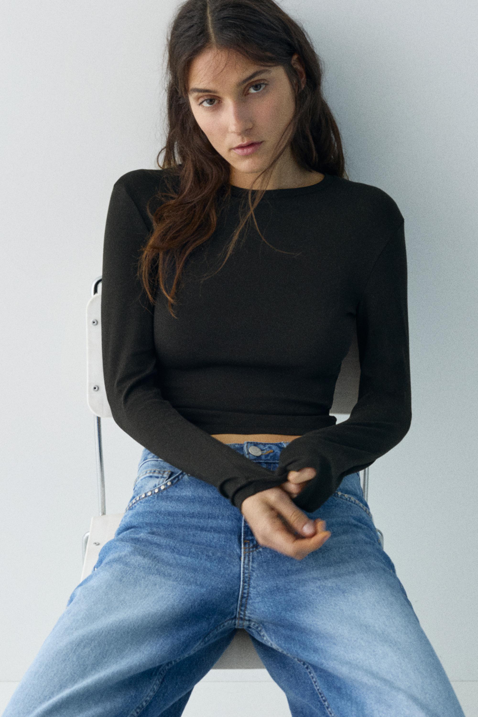 Vücuda oturan uzun kollu t-shirt - Görsel 20