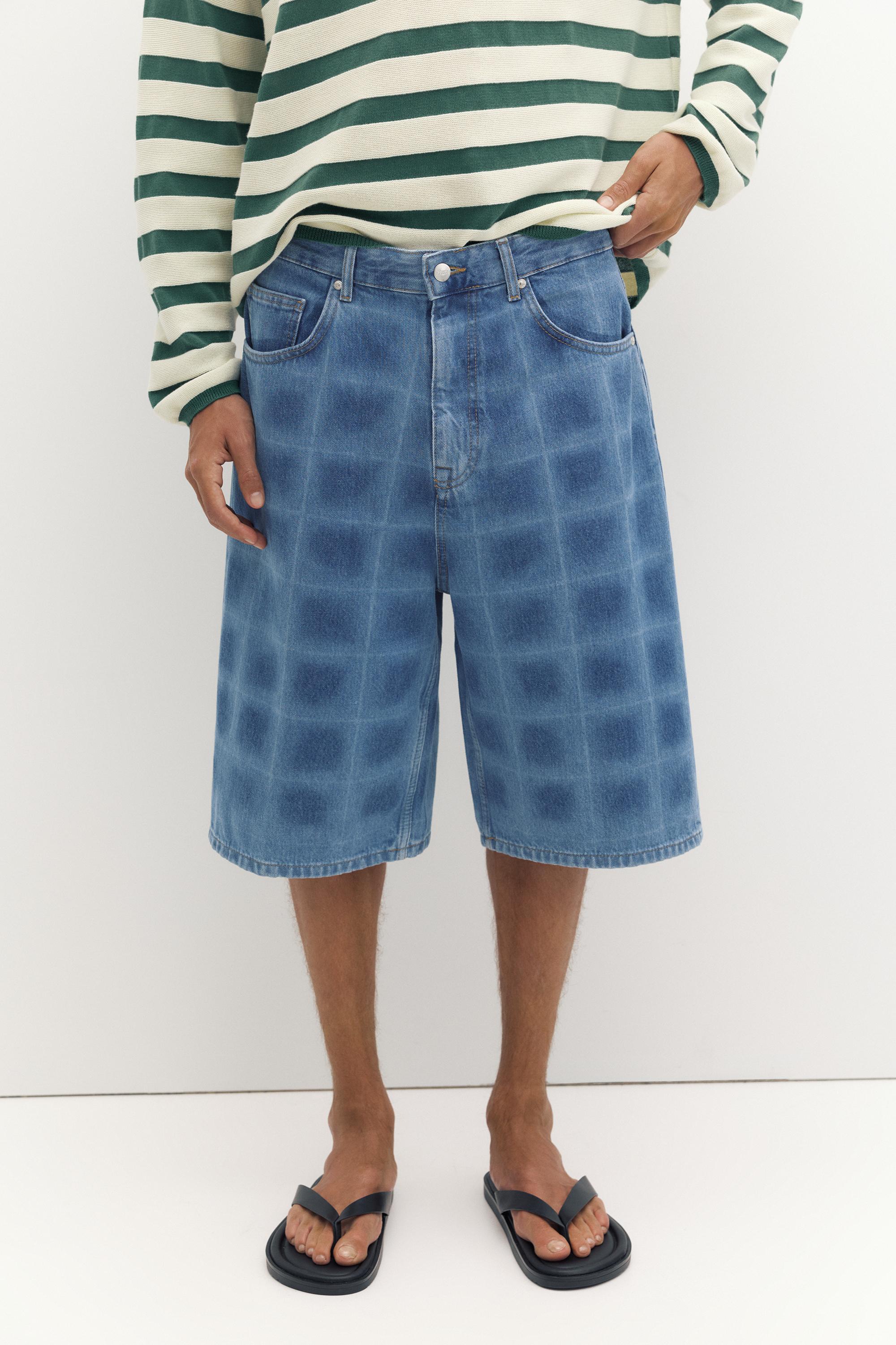 Lazer baskılı skater denim bermuda - Görsel 10