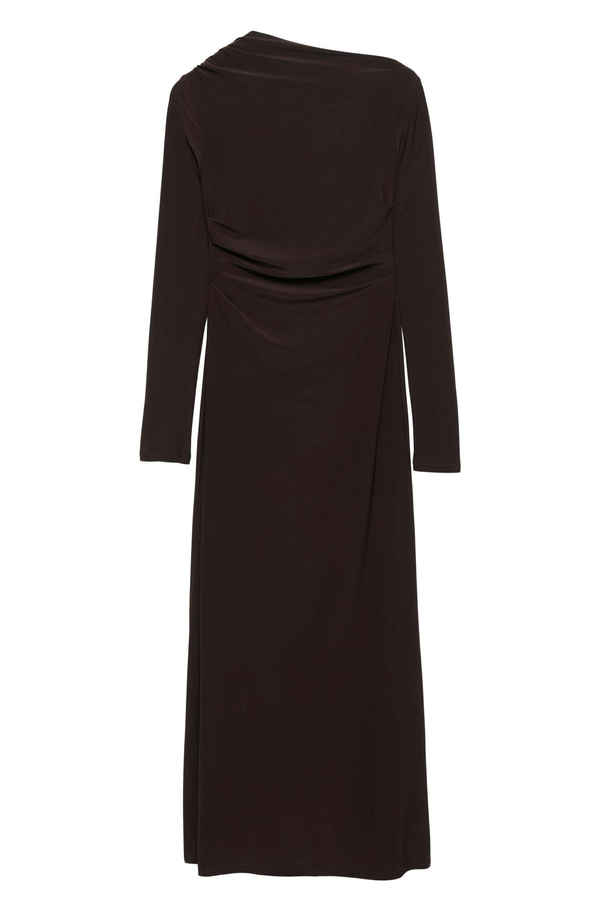 Drape detaylı yumuşak midi elbise - Görsel 40