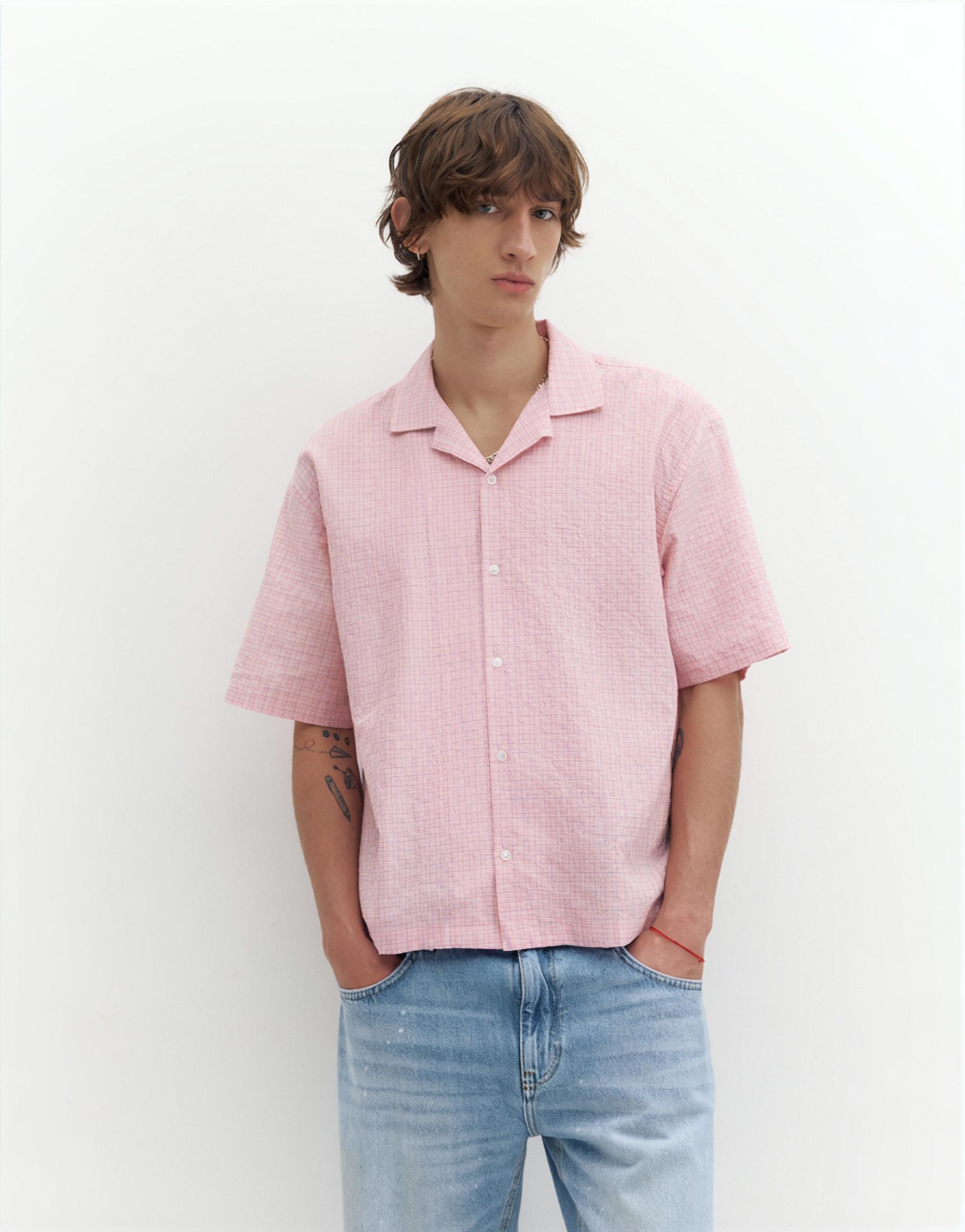 Short sleeve check shirt — Pink