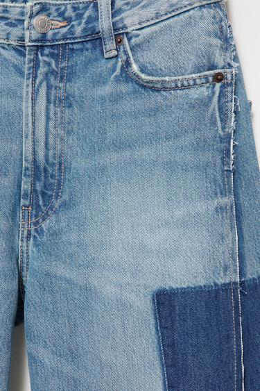 Wide-leg patchwork jeans — Medium blue 7