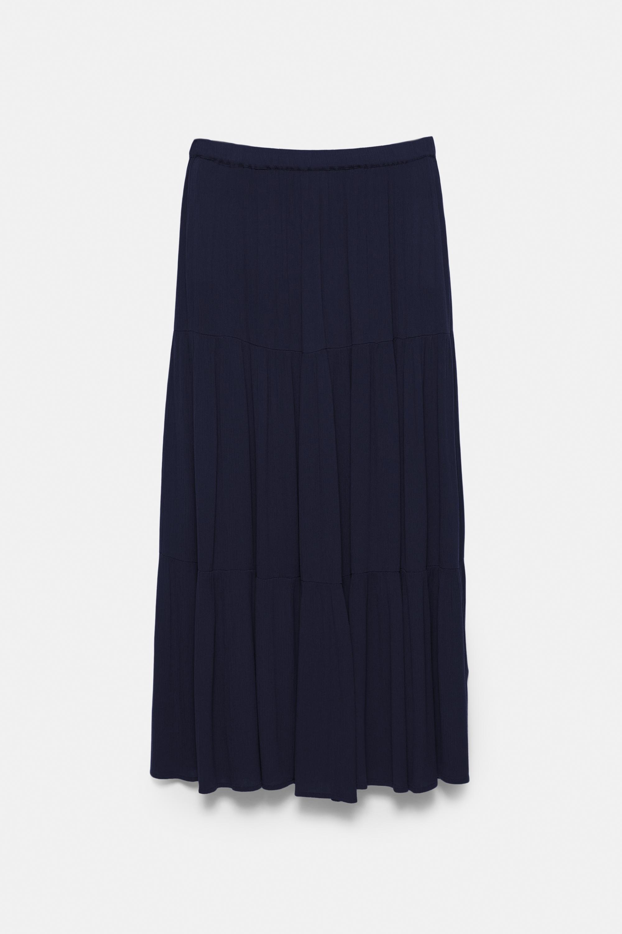 Flowy paneled midi skirt — Navy