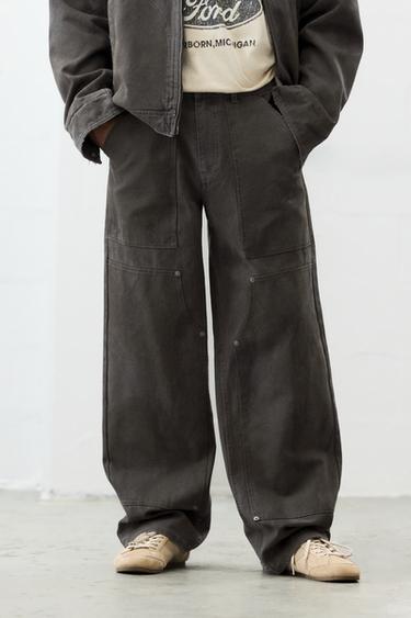 Washed-finish straight trousers — Steel blue 4