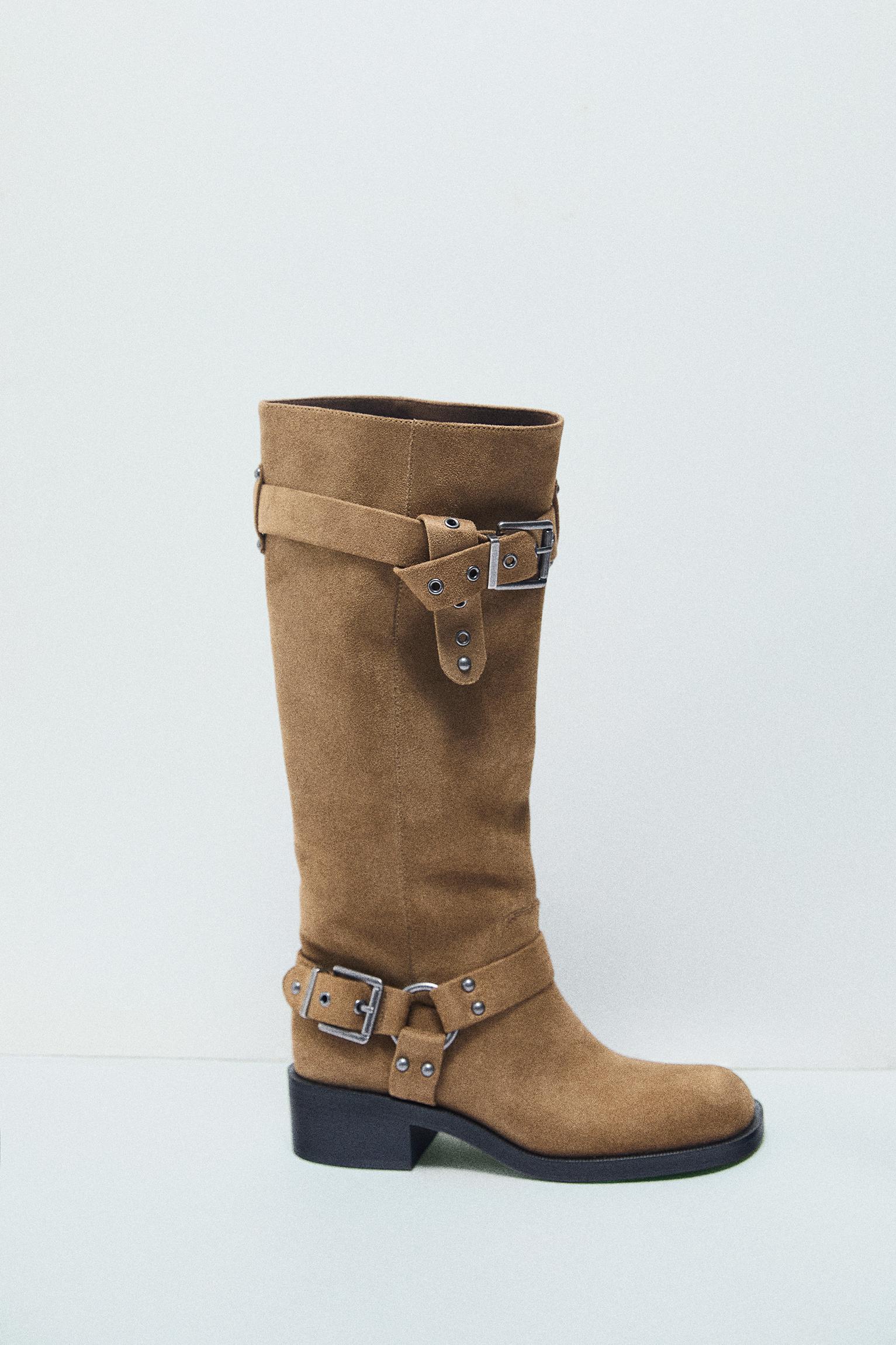 Tall biker boots — Sand