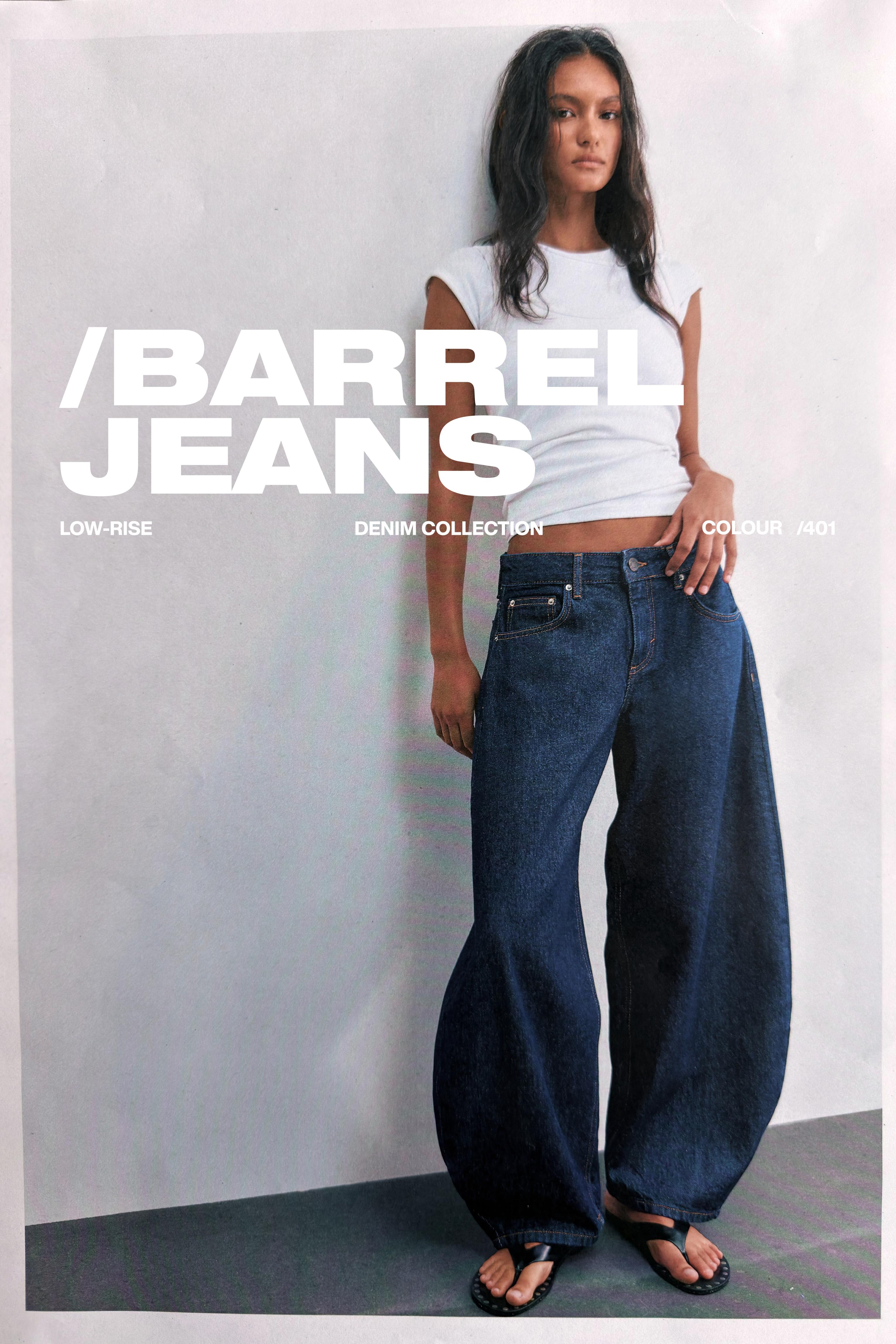Low-rise barrel jeans — Navy