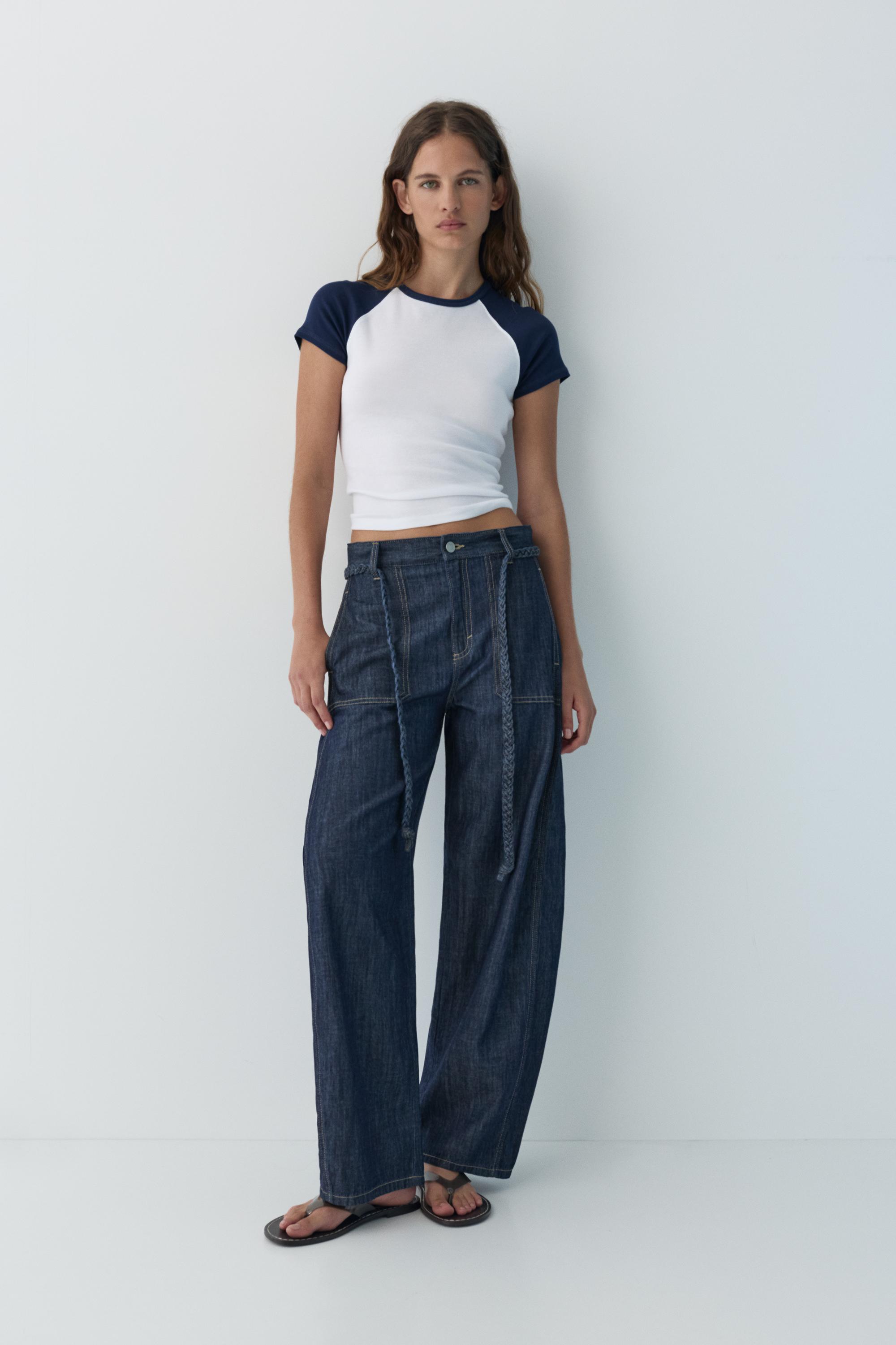 Balloon jeans with drawstring — Navy