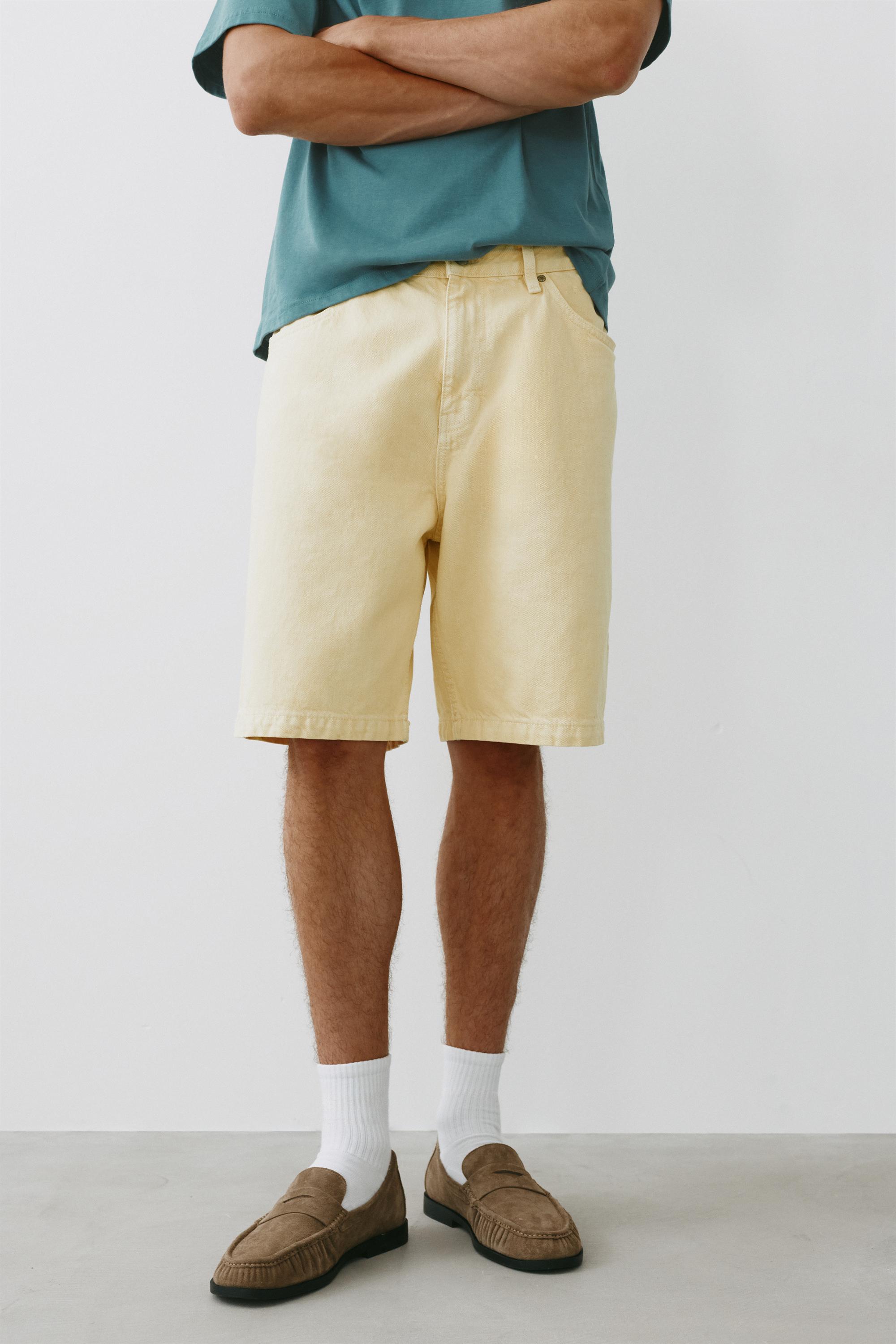 Baggy denim Bermuda shorts — Yellow