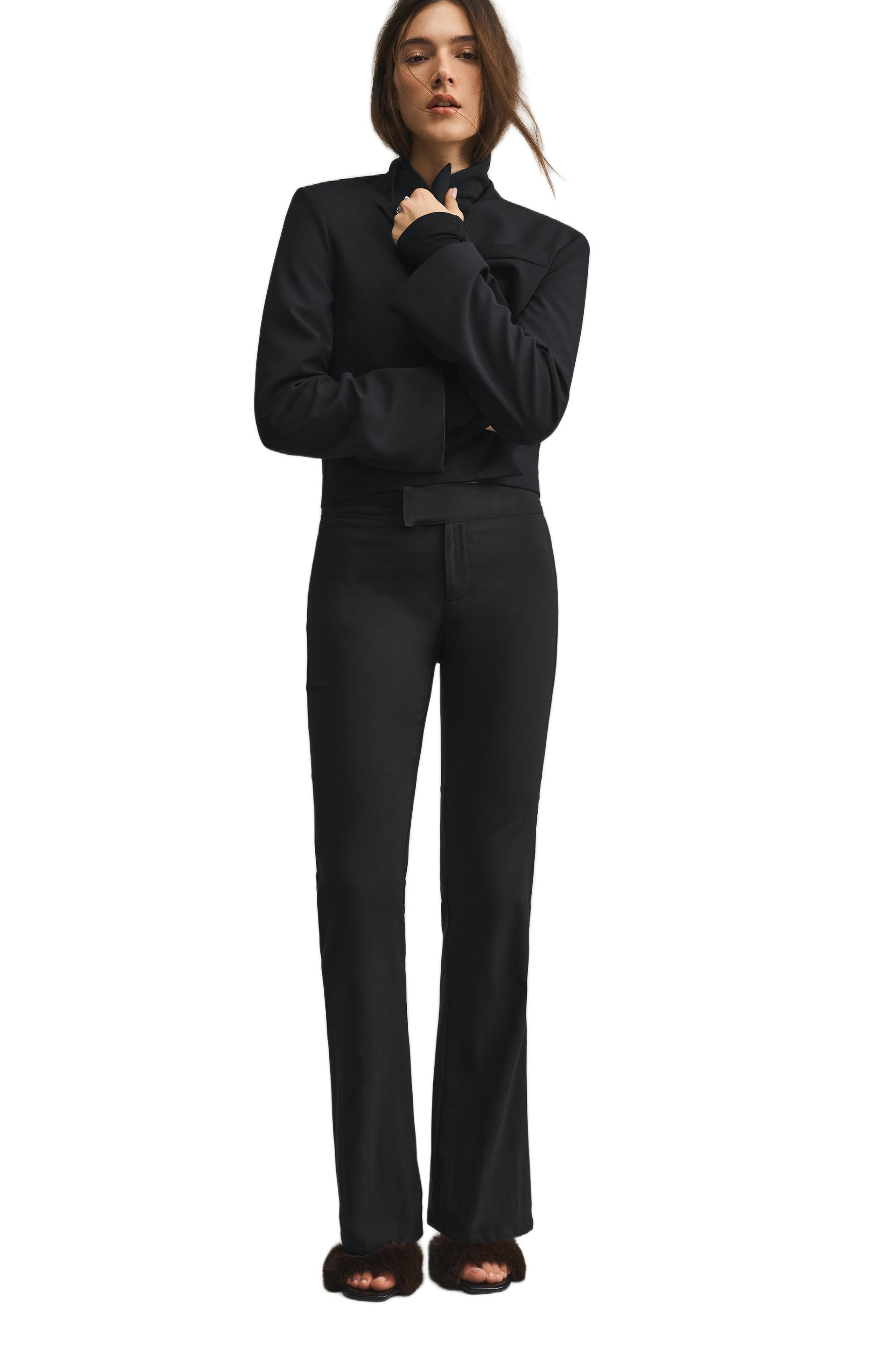 Mid-waist bootcut trousers — Black