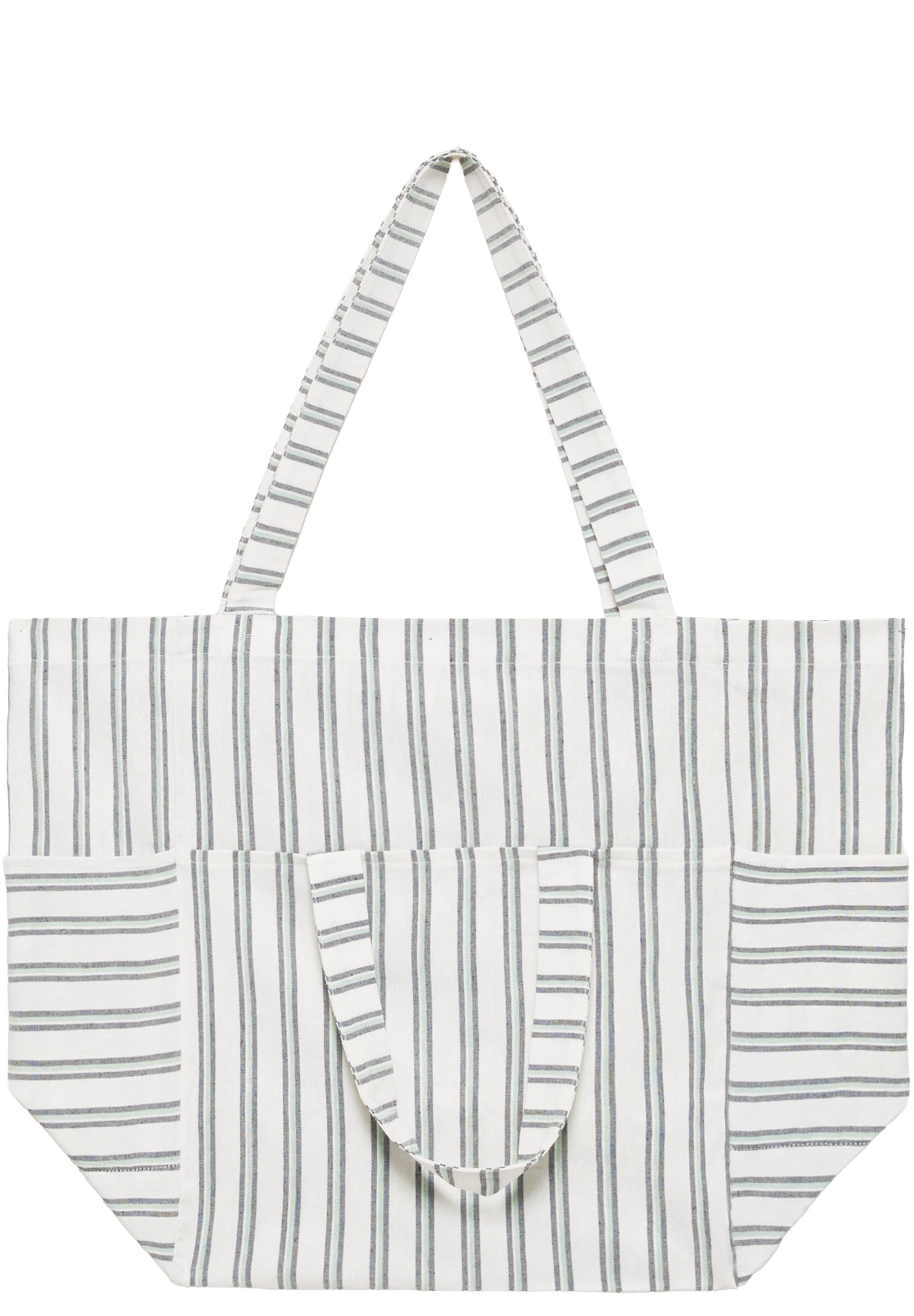 Striped medium tote bag — Bluish green