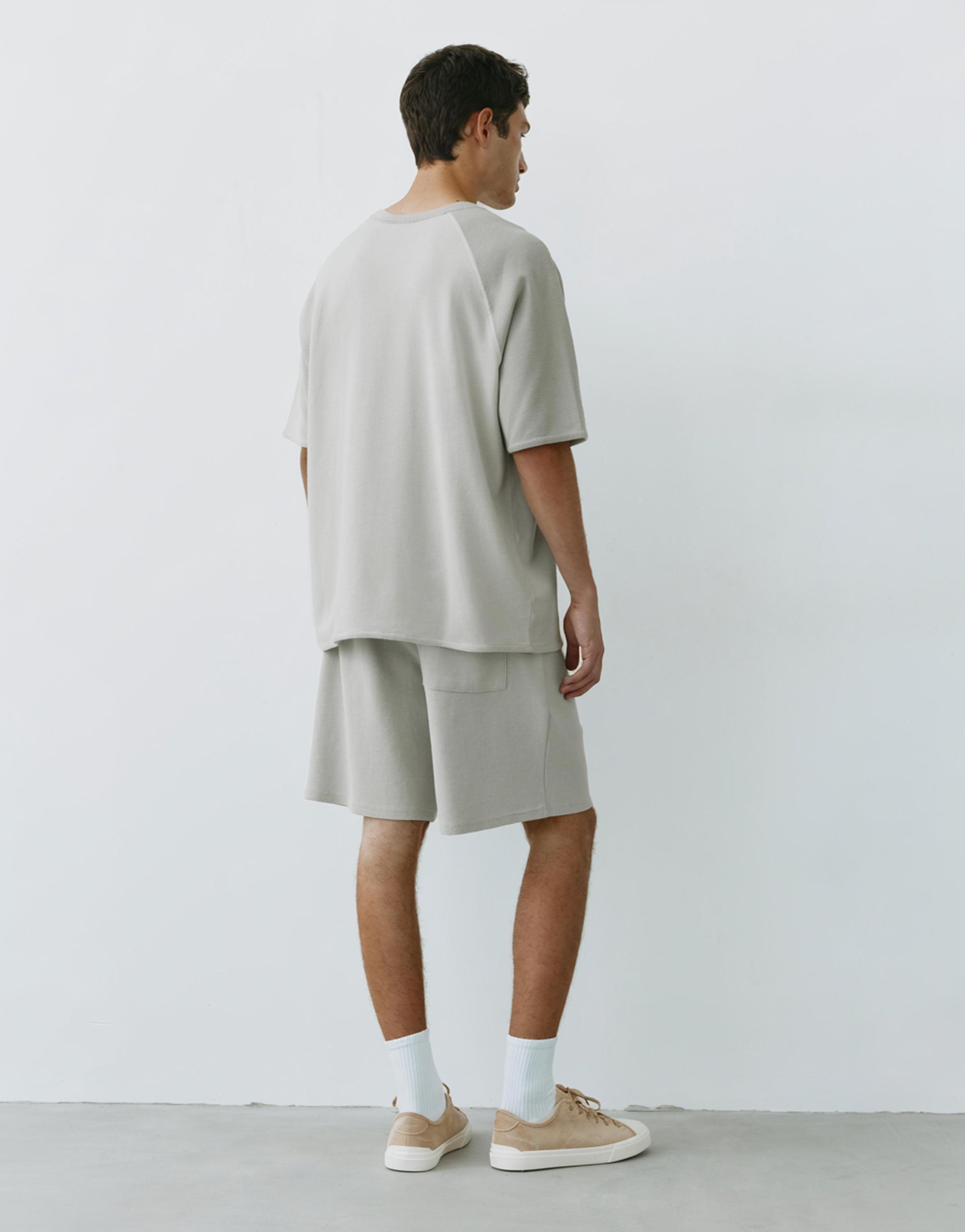 Waffle-knit jogger Bermuda shorts — Aquamarine