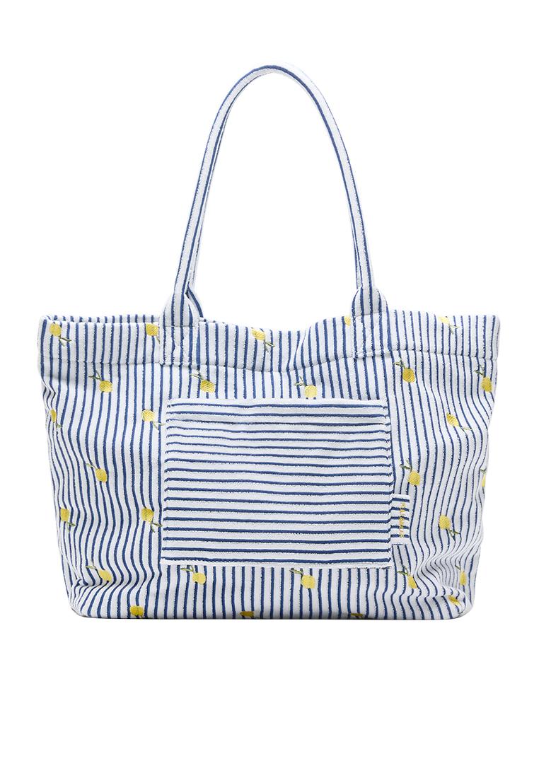 Havlu görünümlü çizgili tote çanta