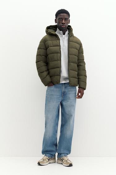 Puffer jacket with hood — Dark khaki 4