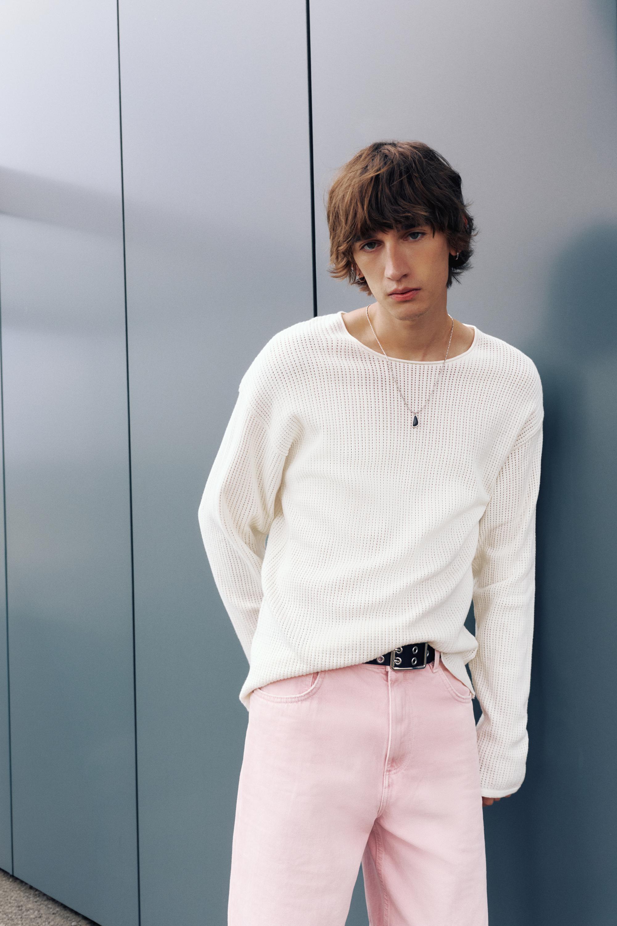 Baggy denim Bermuda shorts — Rose pink