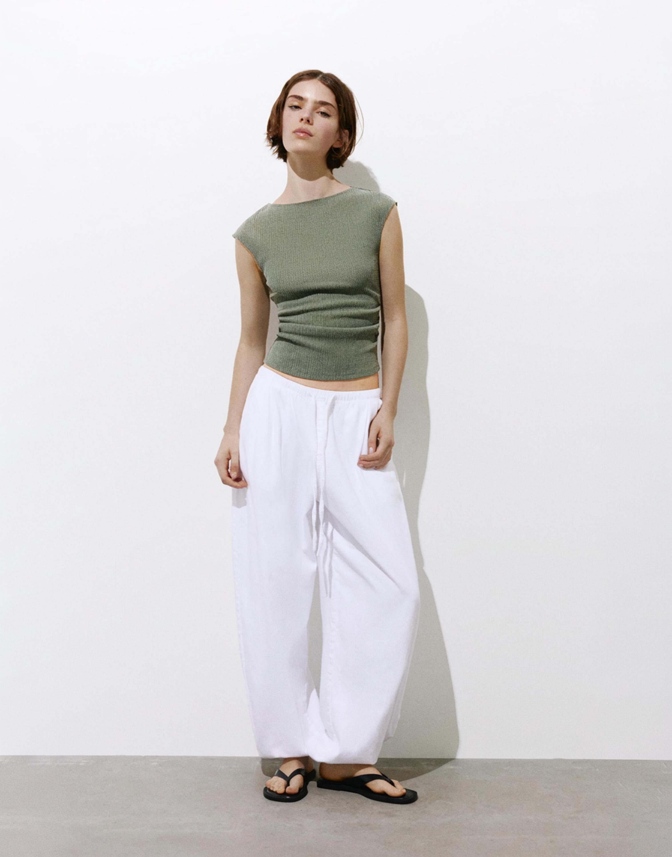 Crepe top — Khaki