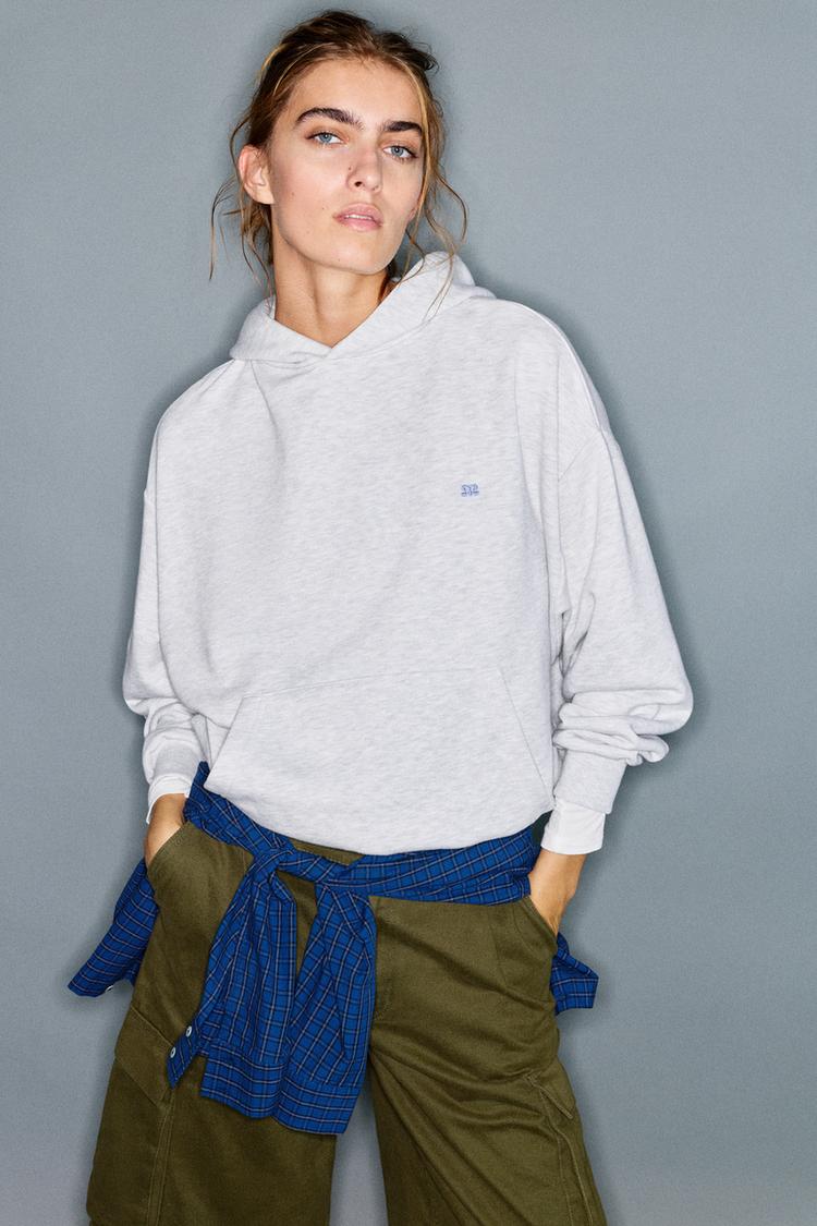 Hoodie with logo — Grey marl