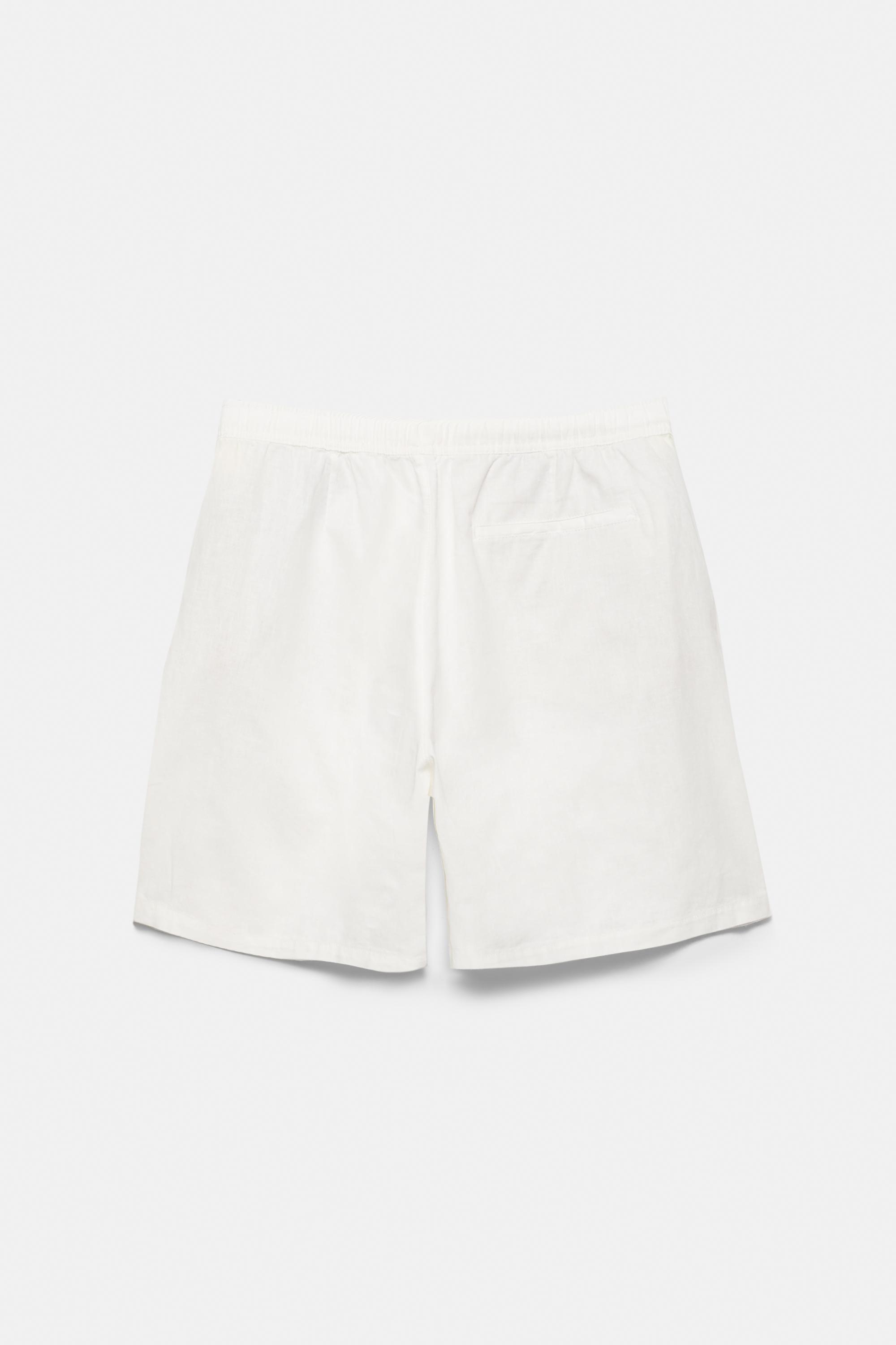 Linen blend Bermuda joggers — Off white