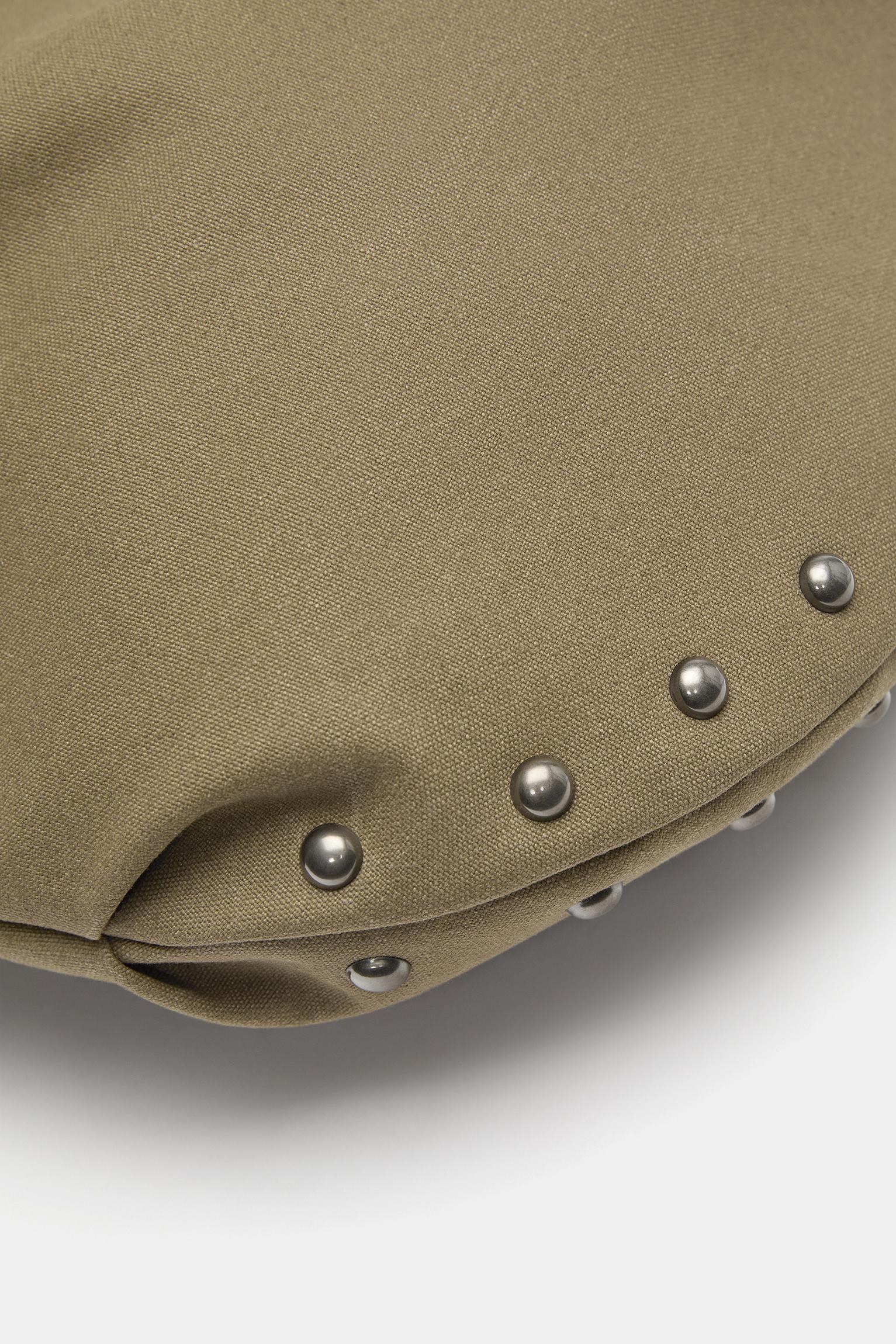 Ring stud tote bag — Beige