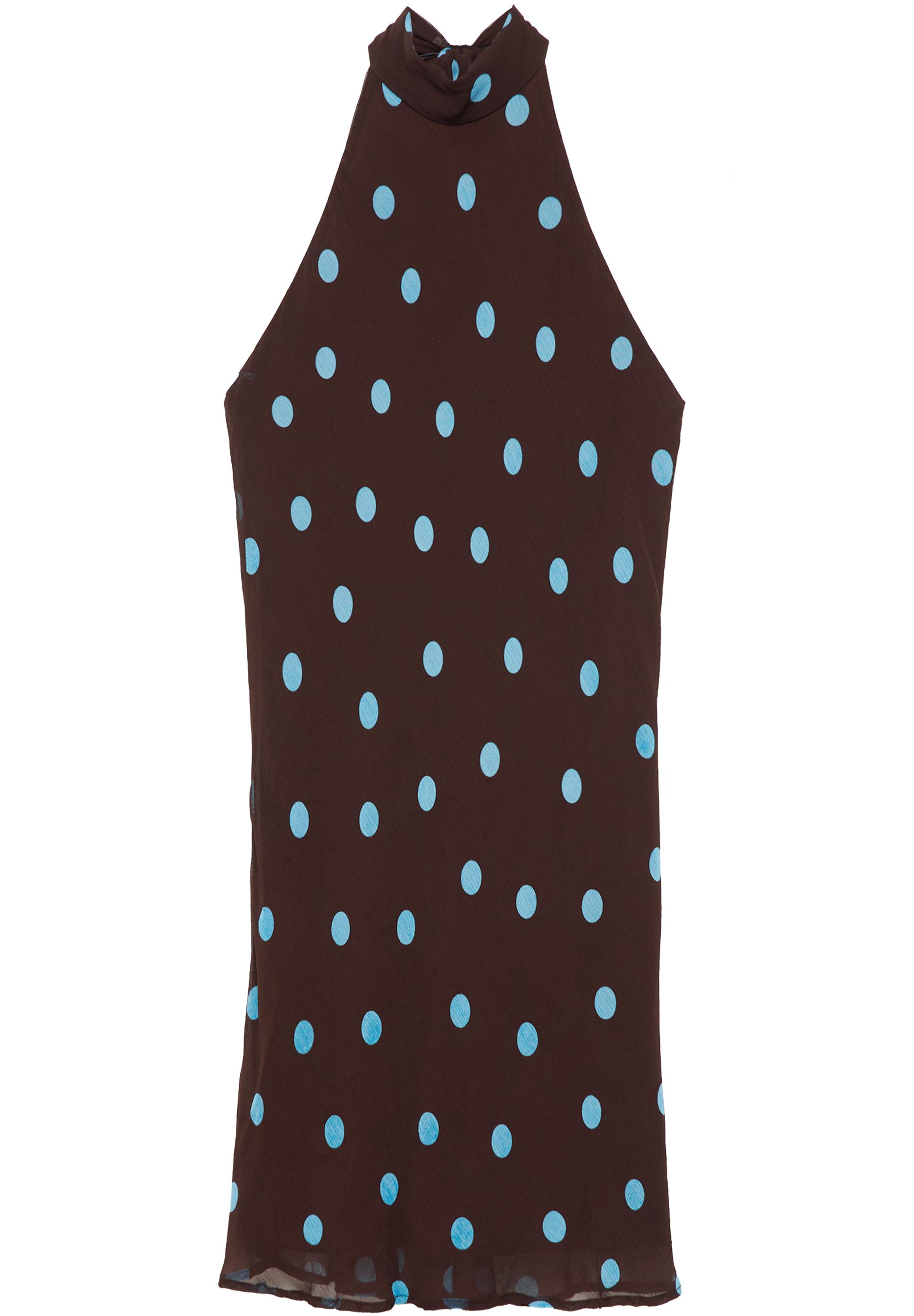 Short polka dot halter dress — Brown