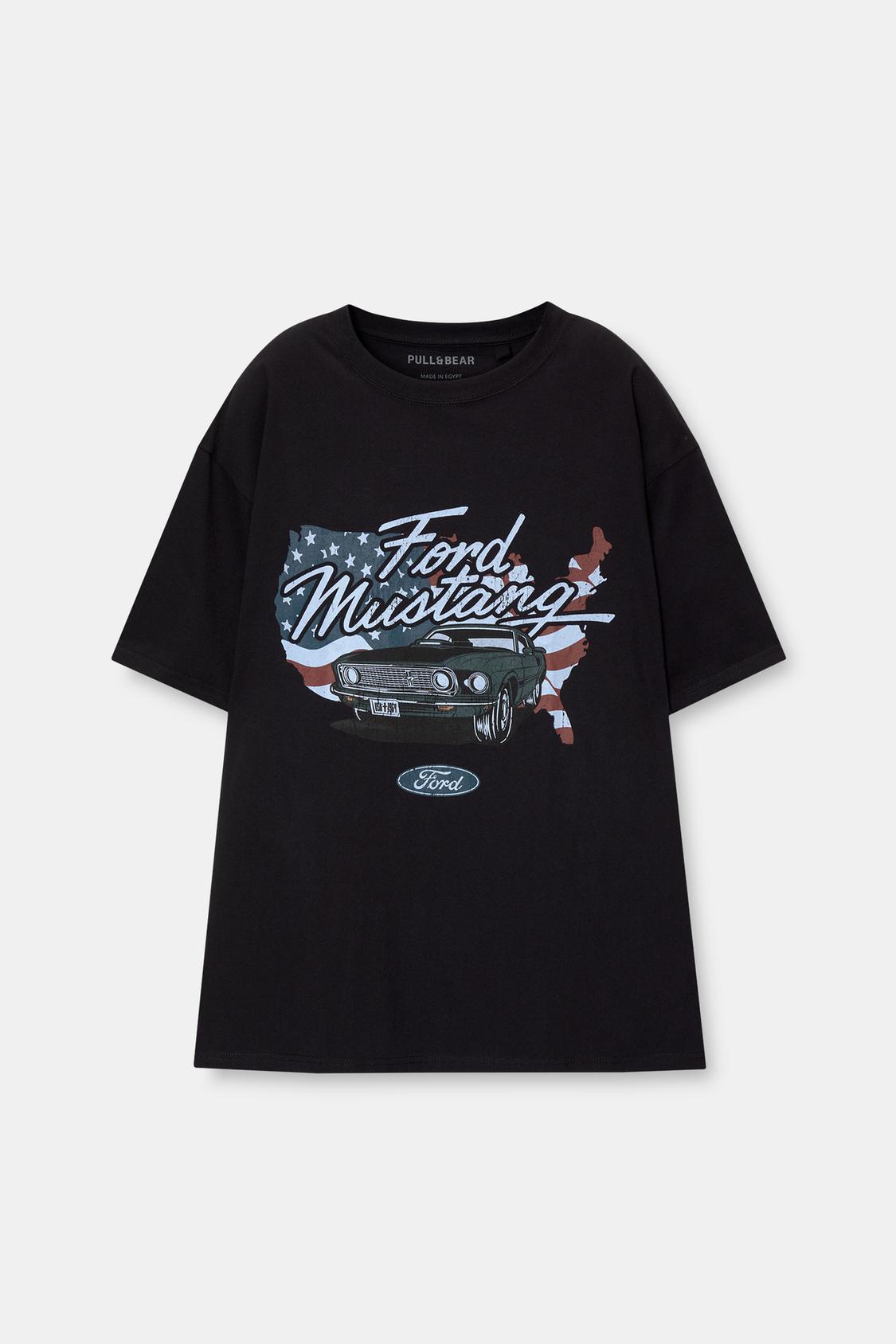 Schwarzes T-Shirt Ford Mustang - PULL&BEAR