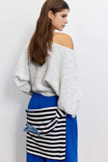 Asymmetric knit jumper — Pale grey 2