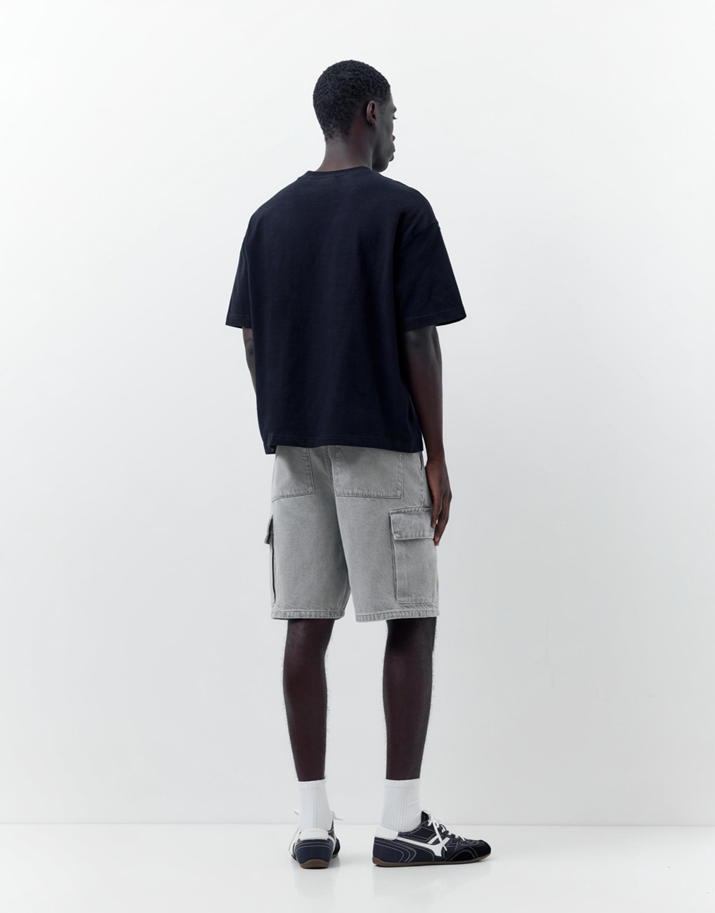 Baggy cargo Bermuda shorts — Pale grey