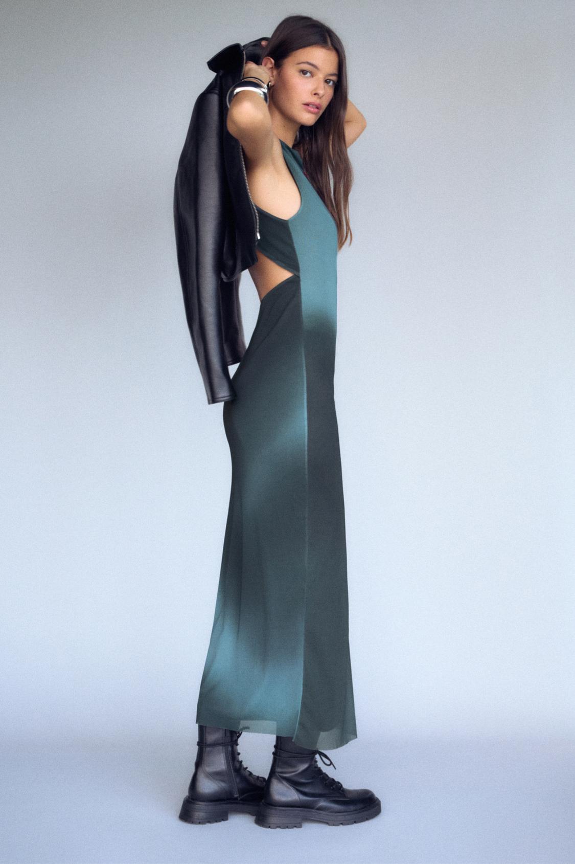 Vestido Verde Largo Pull And Bear Vestido Midi Tul Flor PULL&BEAR