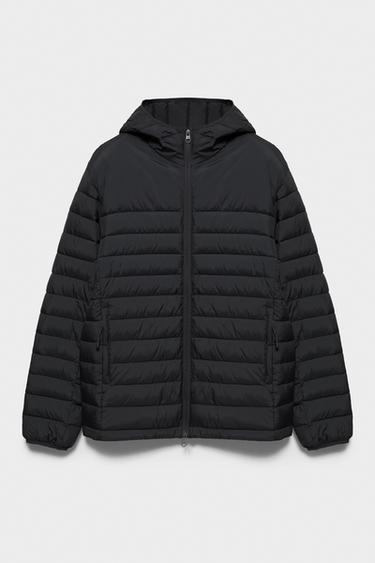 Lightweight puffer jacket with hood — Black 1