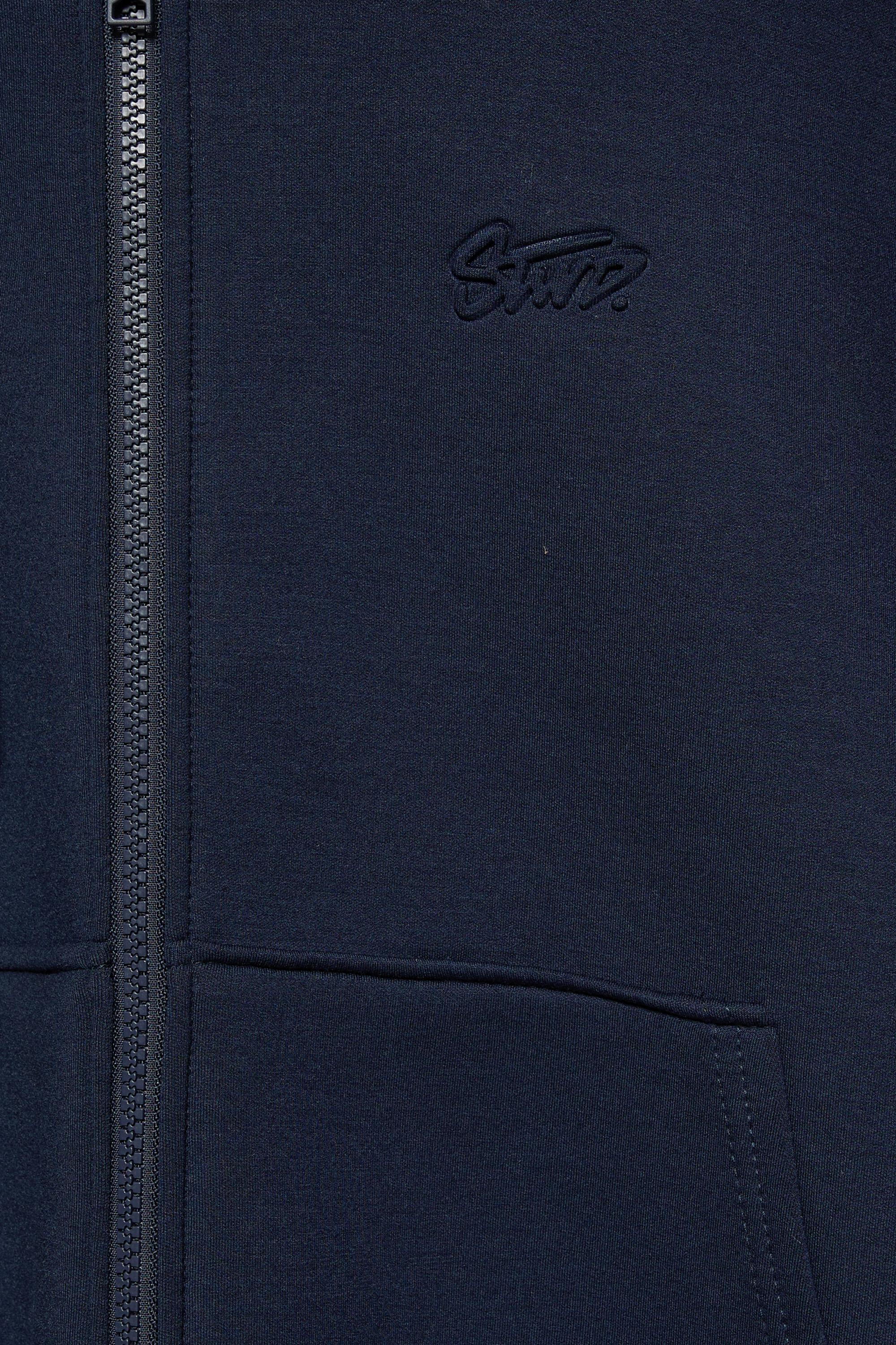 Neoprene-effect zip-up hoodie — Navy
